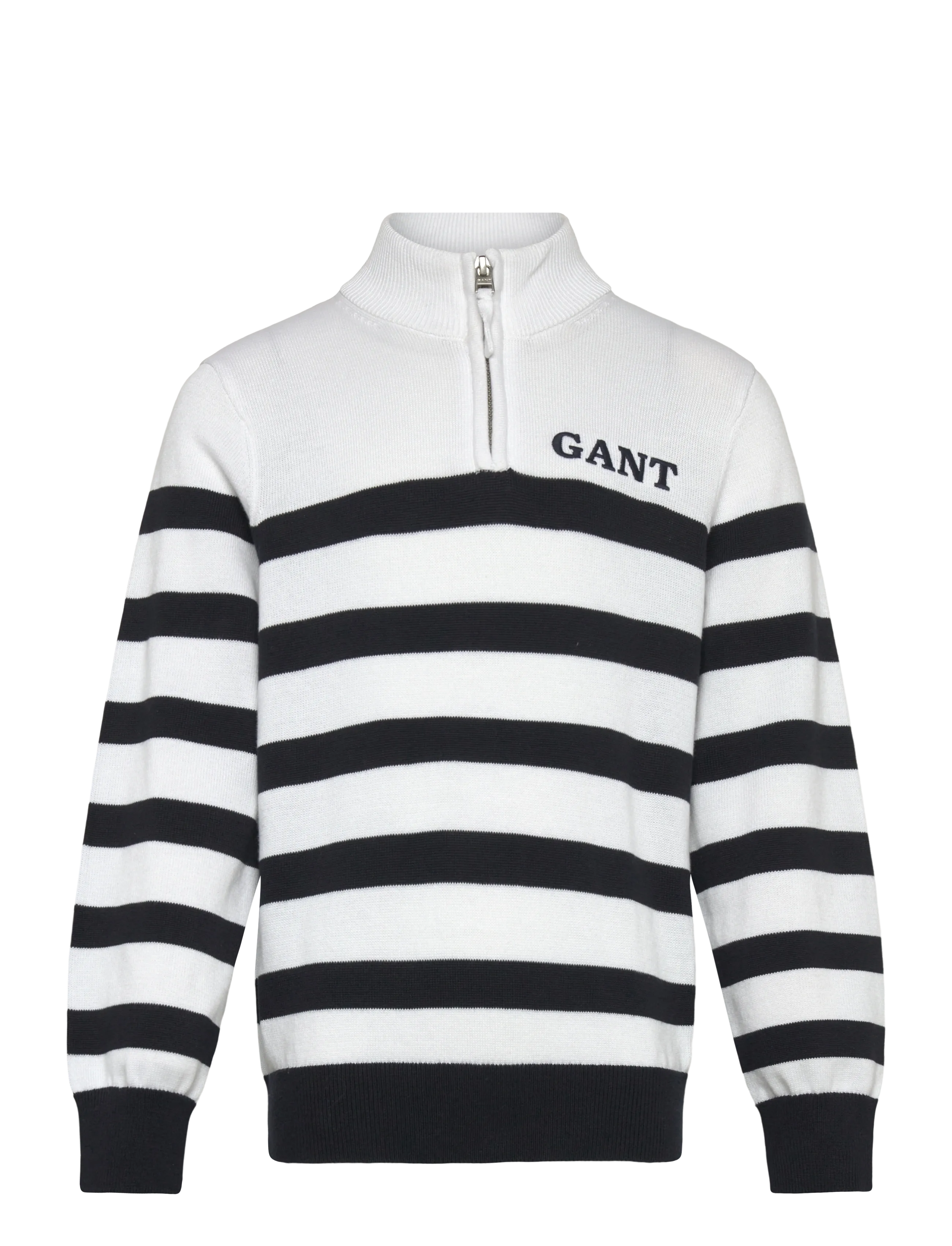 GANT Kinder Gant Strick Breton Stripe Zip Funnel Weiß - 122 - Kinder