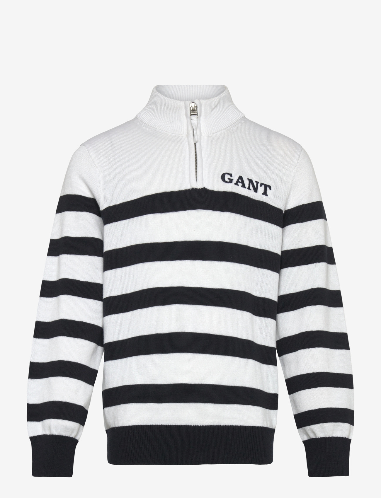Gant Kids - Gant Knitted Breton Stripe Zip Funnel - džemprid - white - 0