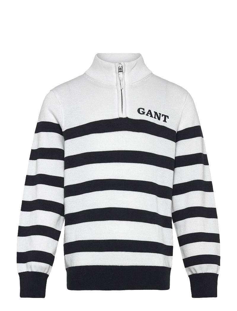 Gant Kids - Gant Knitted Breton Stripe Zip Funnel - džemprid - white - 0