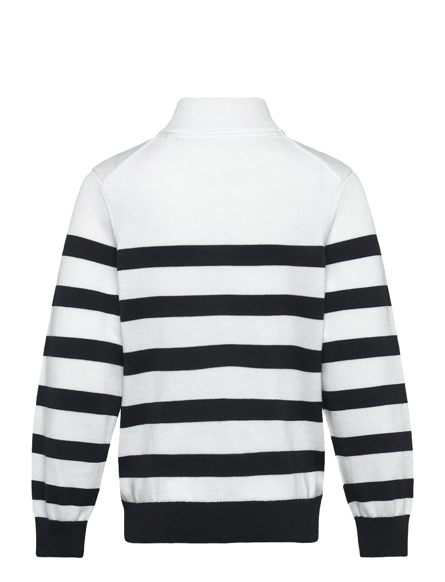 Gant Kids - Gant Knitted Breton Stripe Zip Funnel - trøjer - white - 1