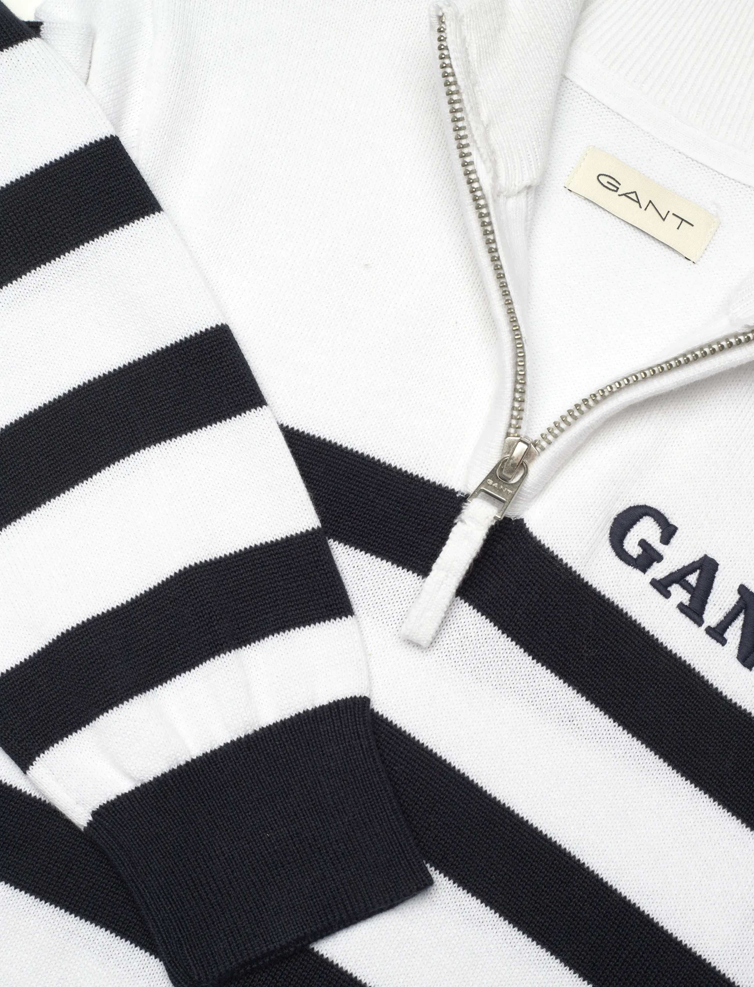 Gant Kids - Gant Knitted Breton Stripe Zip Funnel - trøjer - white - 2