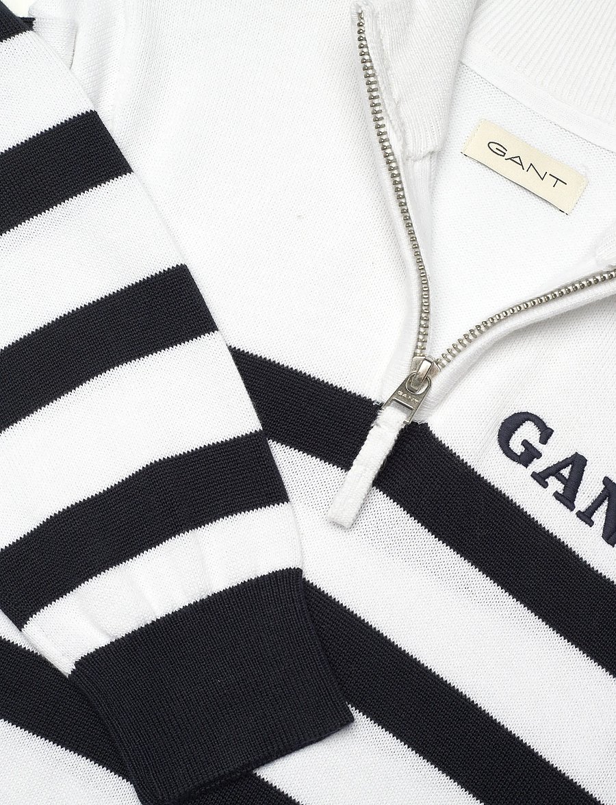 Gant Kids - Gant Knitted Breton Stripe Zip Funnel - trøjer - white - 2
