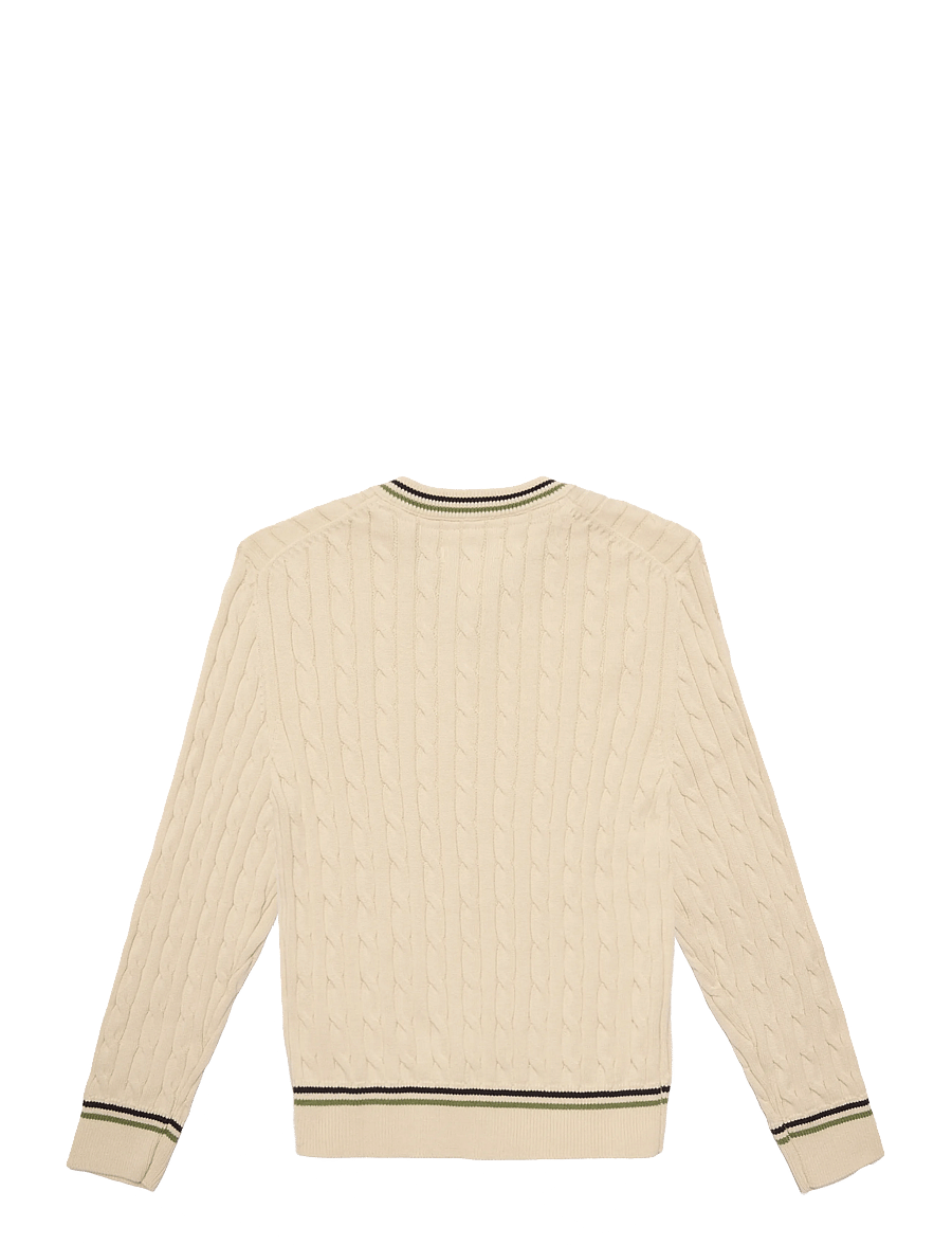 Gant Kids - Cable V Neck Cricket Sweater - creamed white - 1