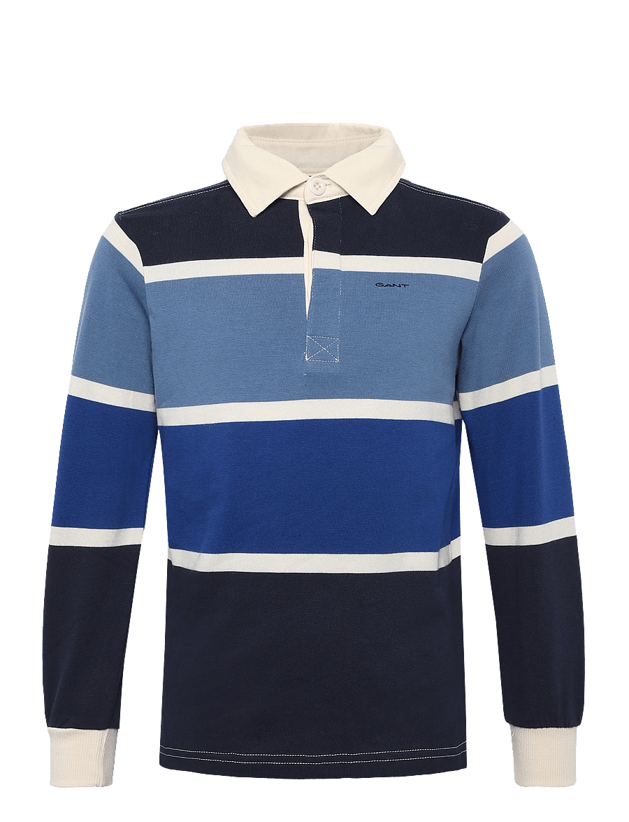 Gant Kids - Striped Script Graphic Rugger - langärmelig poloshirt - evening blue - 0