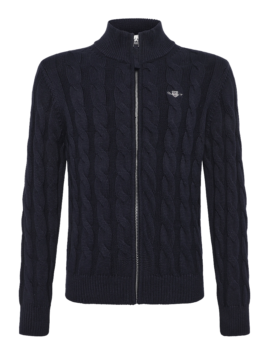 Gant Kids - Shield Cotton Cable Zip Sweater - hnepptar peysur - evening blue - 0