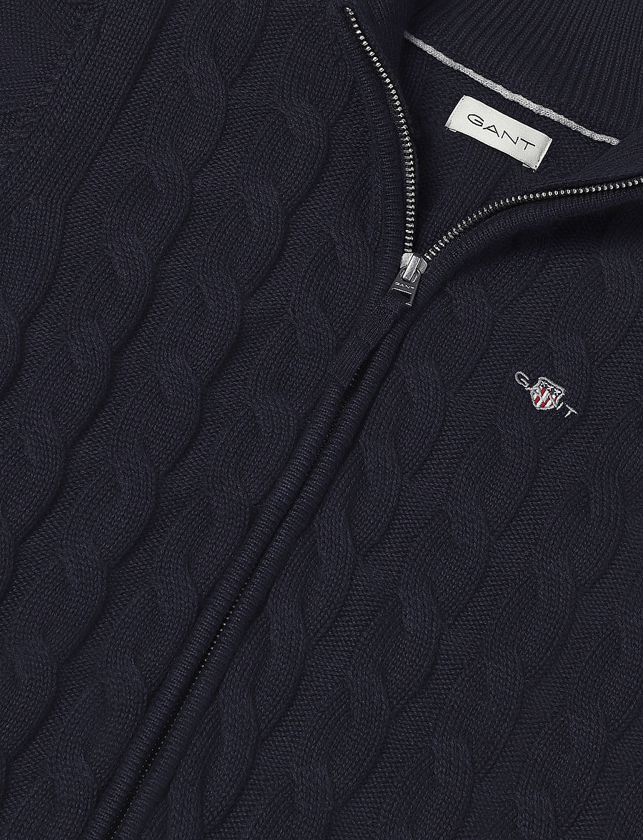 Gant Kids - Shield Cotton Cable Zip Sweater - hnepptar peysur - evening blue - 2