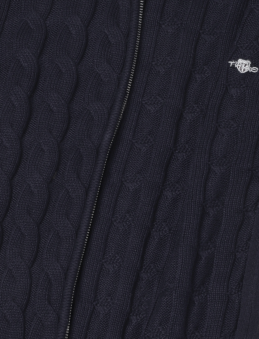 Gant Kids - Shield Cotton Cable Zip Sweater - hnepptar peysur - evening blue - 4