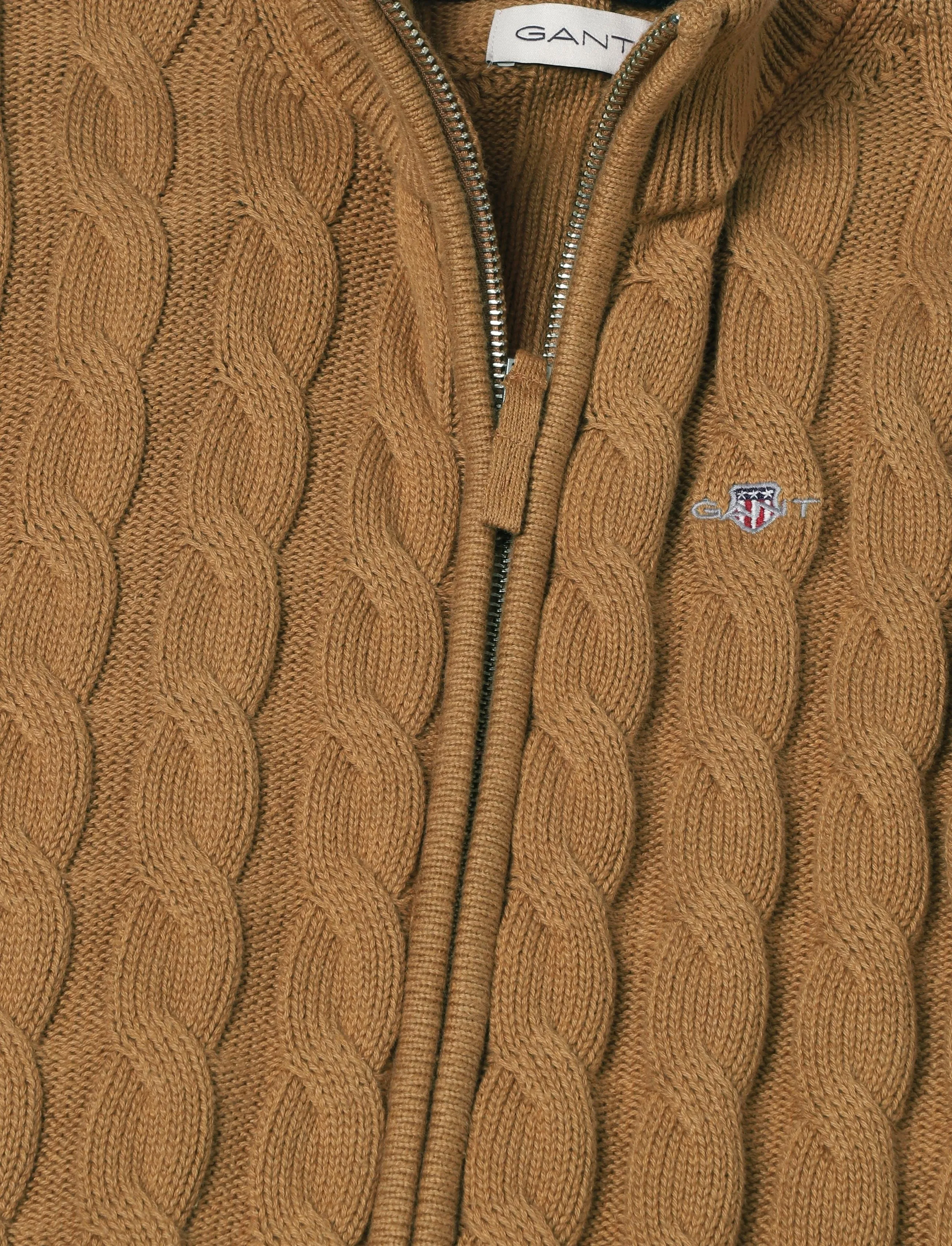 Gant Kids - Shield Cotton Cable Zip Sweater - roasted walnut - 2
