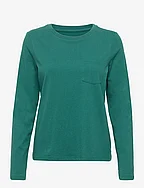 100% Organic Cotton Vintage Long Sleeve Pocket T-Shirt - JUNE BUG 19-5414 TCX