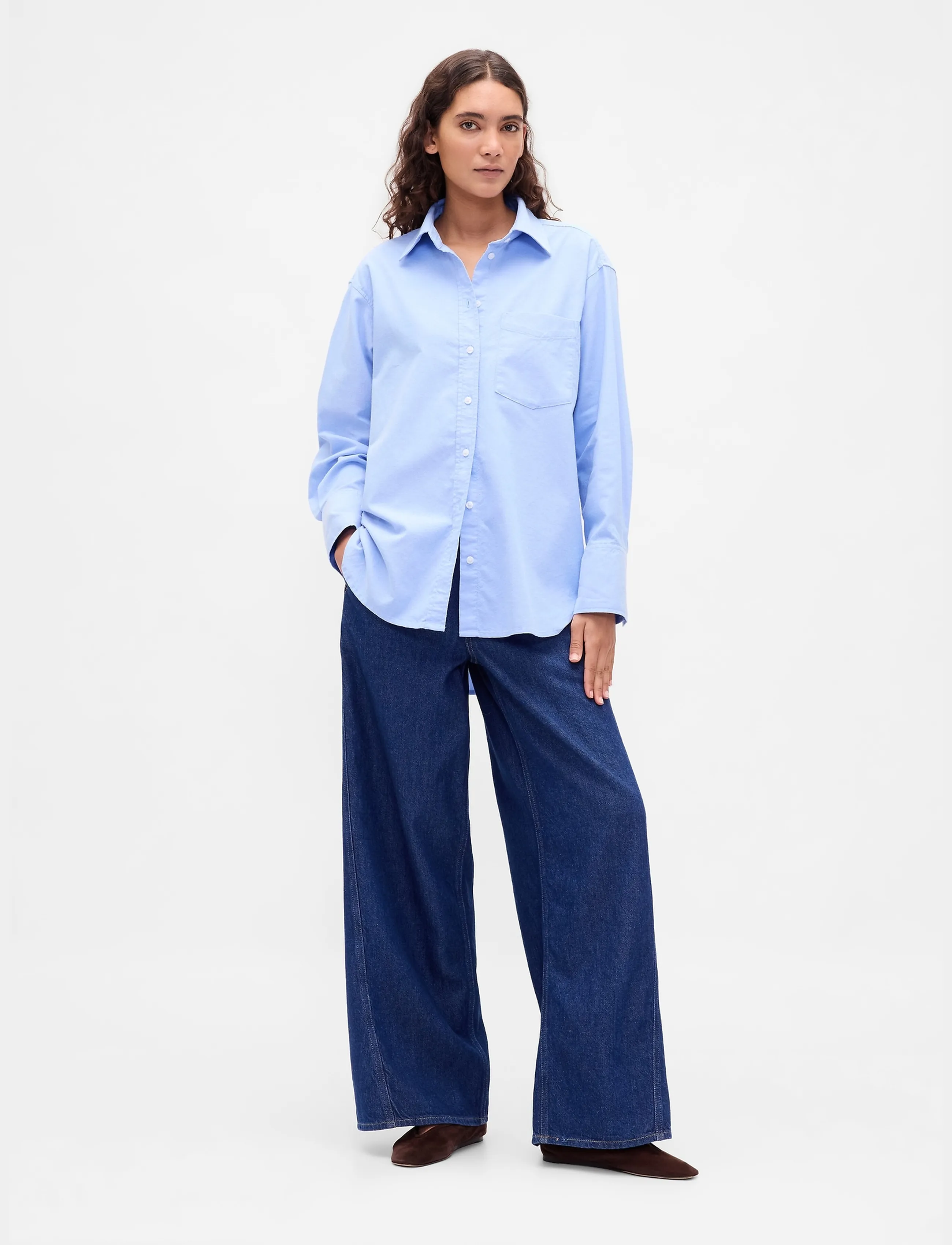 GAP - Organic Cotton Oxford Big Shirt - langärmlige hemden - shirting blue - 2