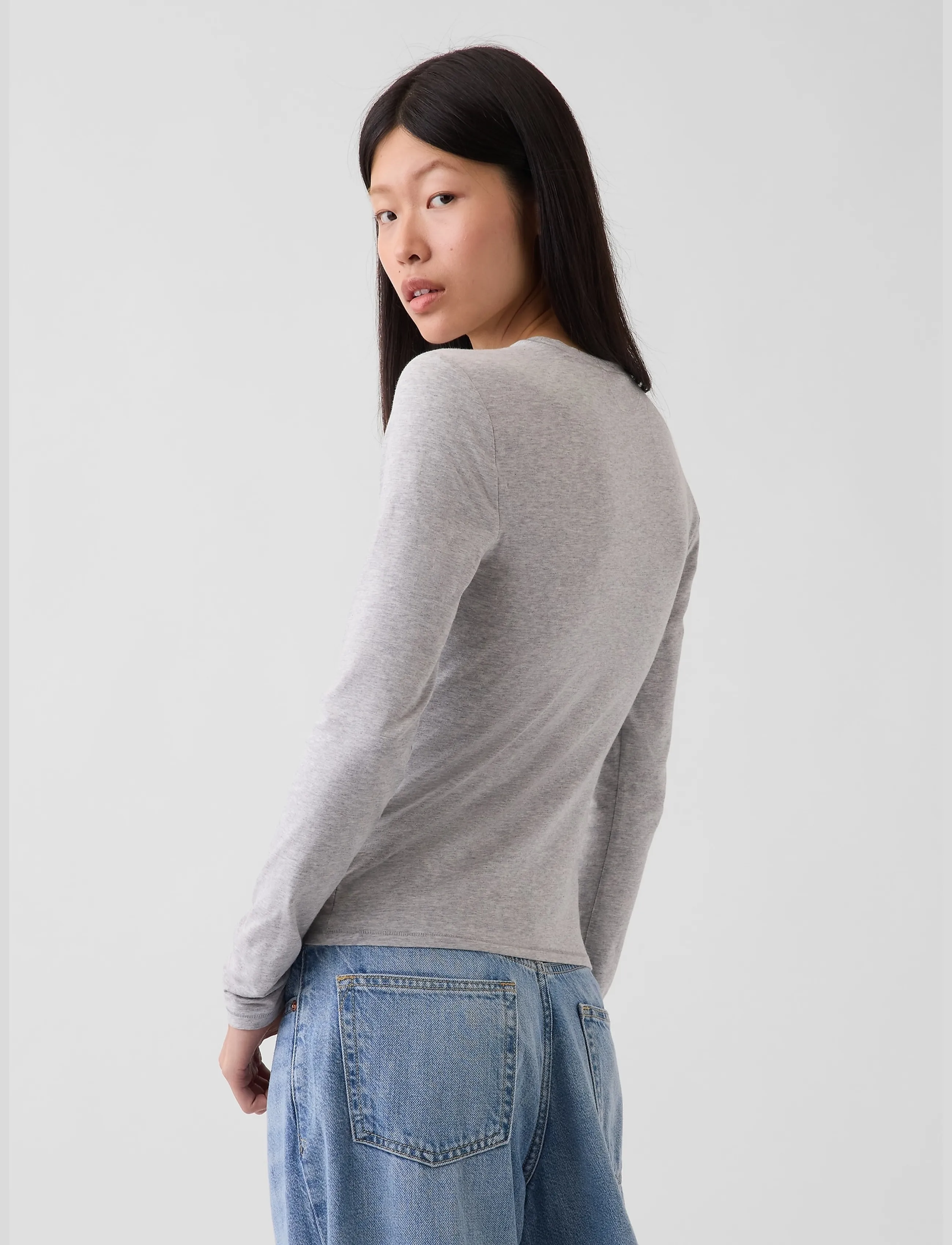 GAP - CloseKnit Jersey T-Shirt from the GAP collection - langärmlige tops - bc15 lt grey heather - 3