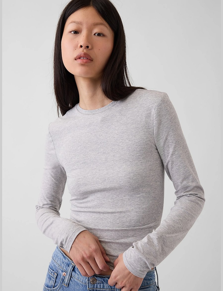 GAP - CloseKnit Jersey T-Shirt from the GAP collection - langärmlige tops - bc15 lt grey heather - 4