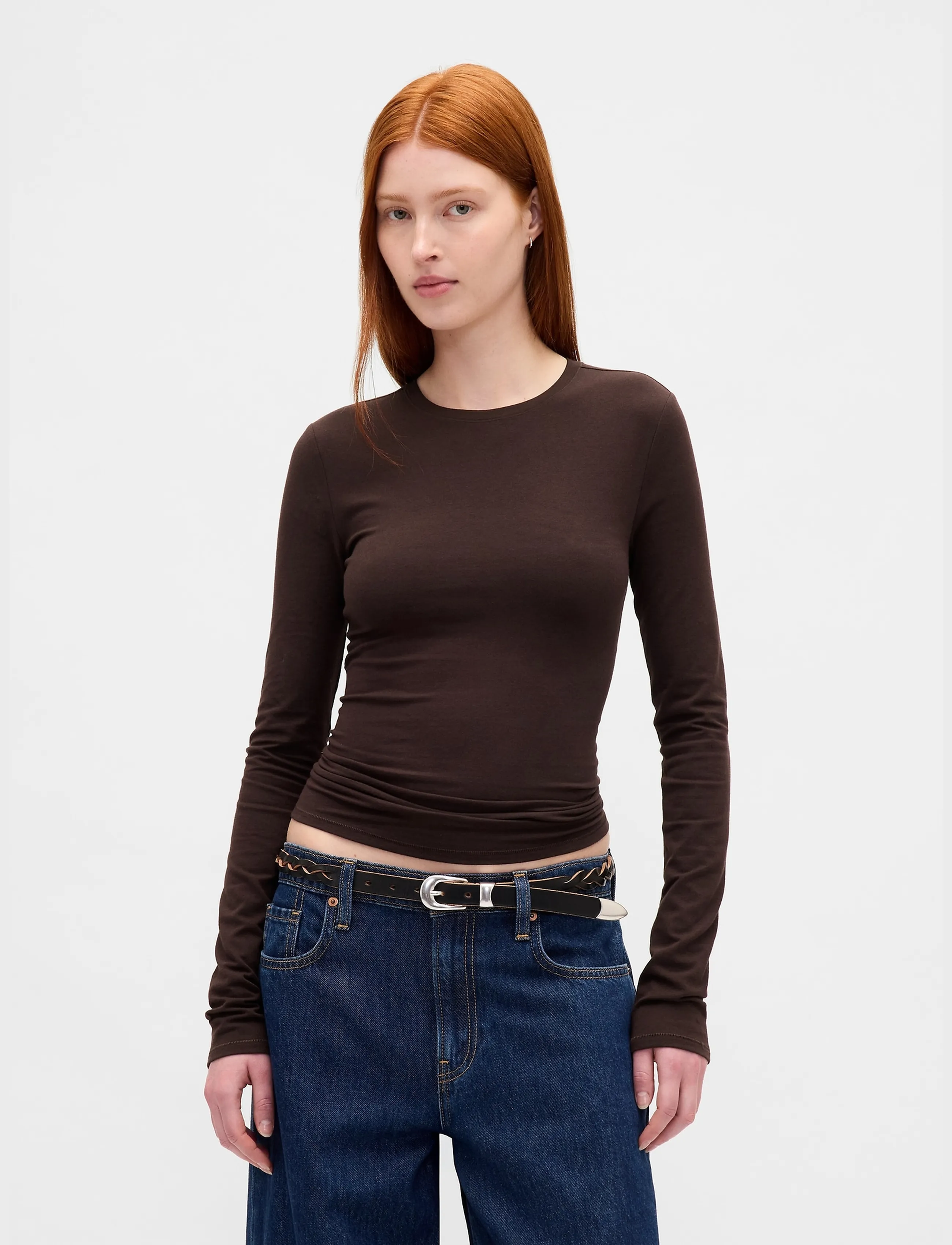 GAP CloseKnit Jersey T-Shirt from the GAP collection - Pikkade varrukatega topid - TERRA BROWN V2 / brown