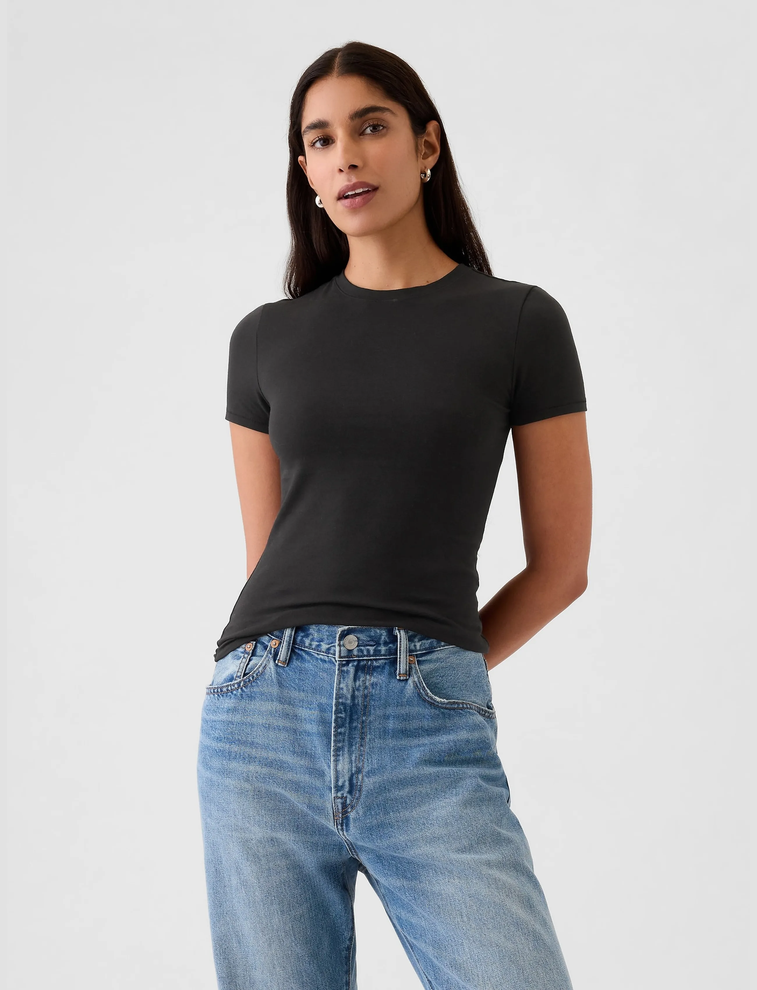GAP Closeknit Jersey T-Shirt From The Gap Collection, Kvinder, Jersey T-Shirt, Sort, Str: S