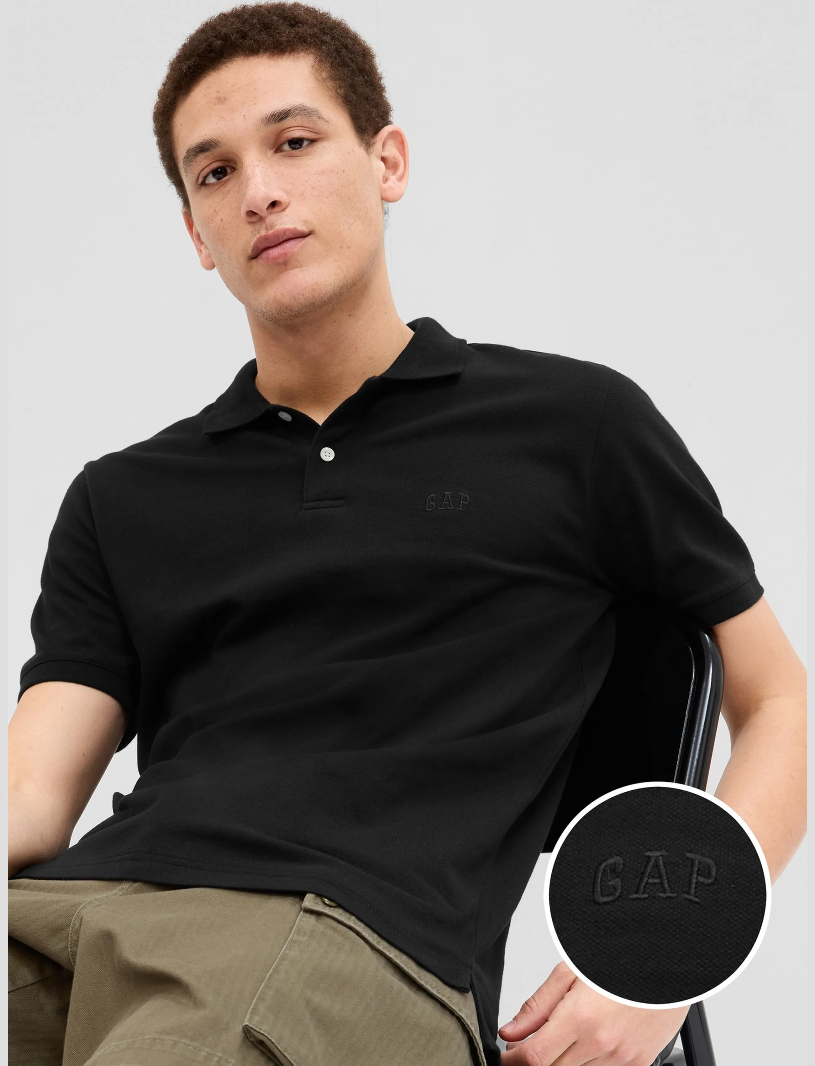 GAP Gap Logo Pique Polo Shirt - Kortärmade pikéer - BLACK 013 / black