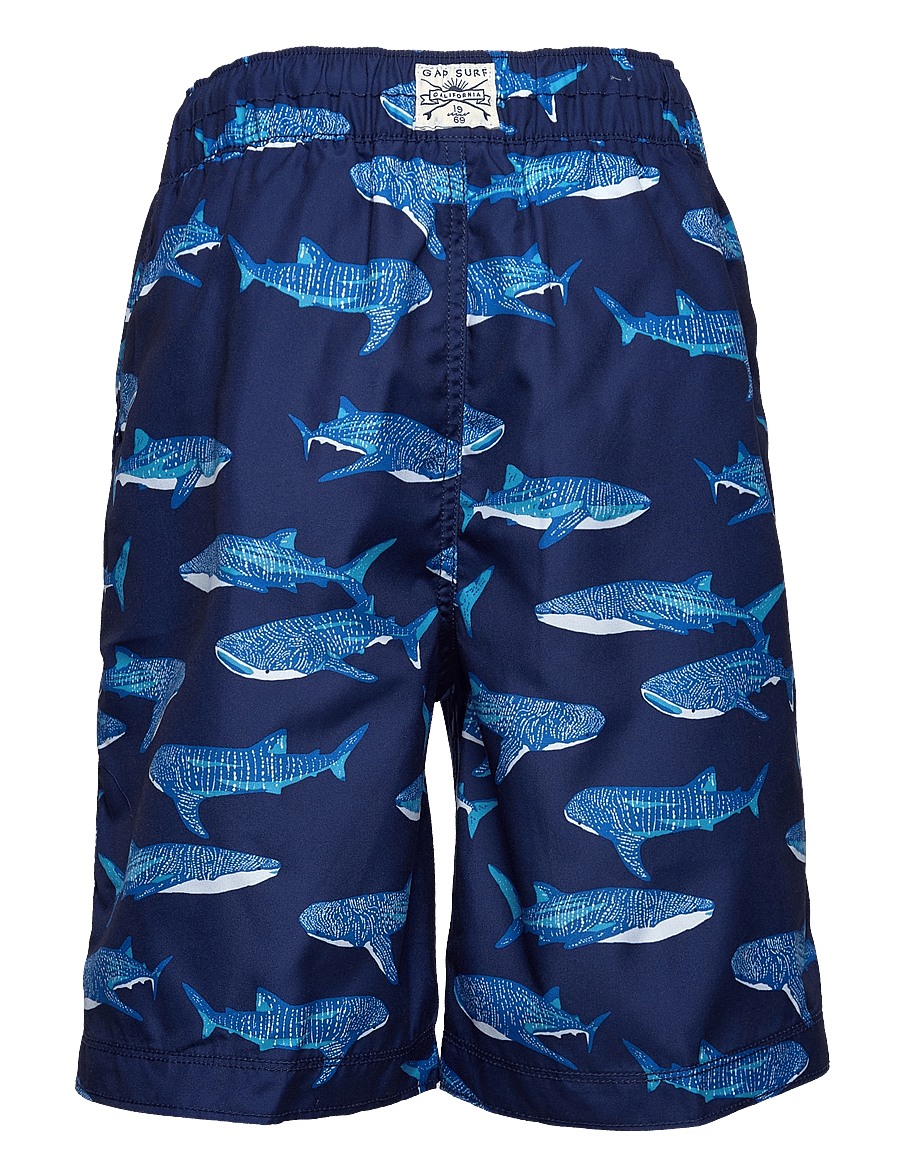 GAP - Kids 100% Recycled Polyester Camo Swim Board Shorts - blue shark - 1