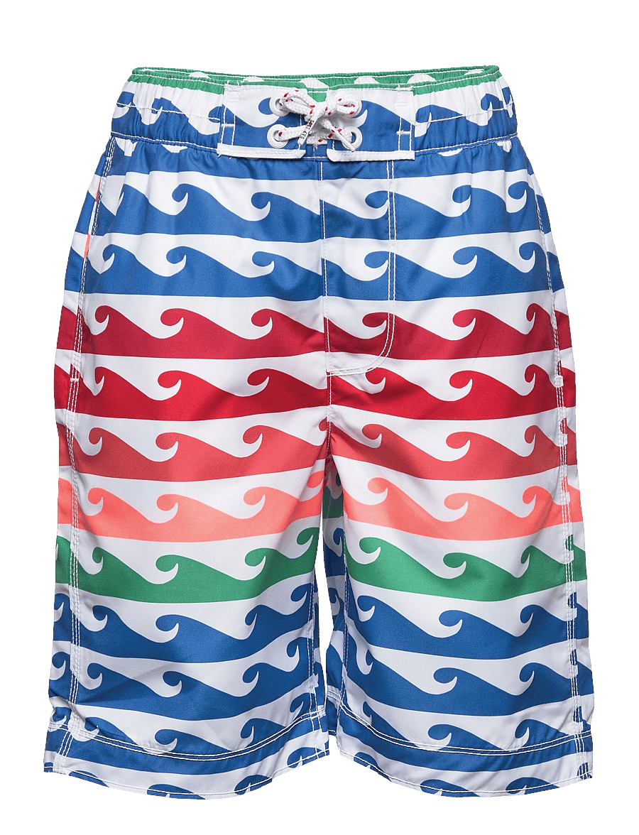 GAP - Kids 100% Recycled Polyester Camo Swim Board Shorts - rainbow stripe talc - 0