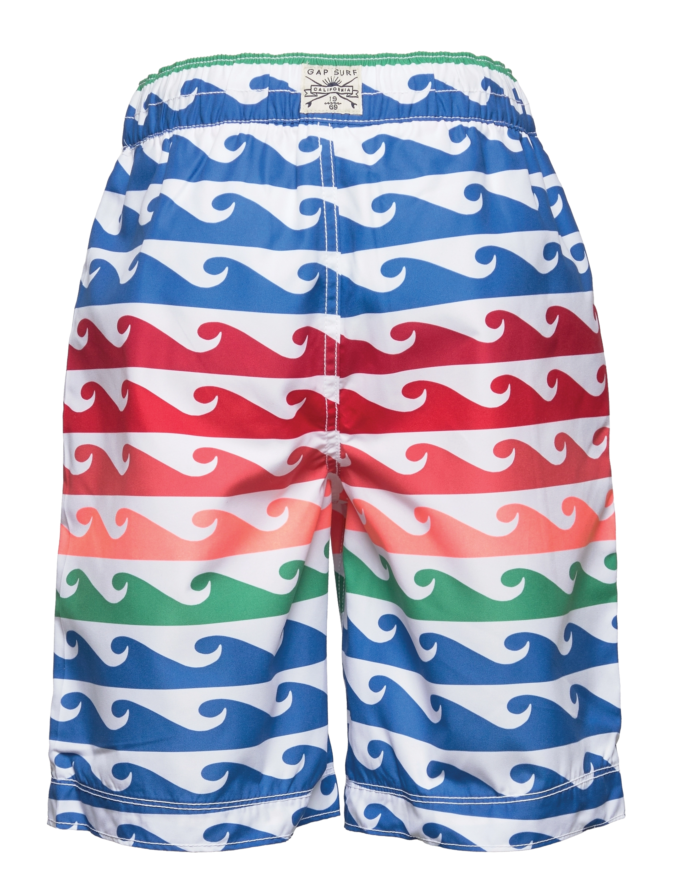 GAP - Kids 100% Recycled Polyester Camo Swim Board Shorts - rainbow stripe talc - 1