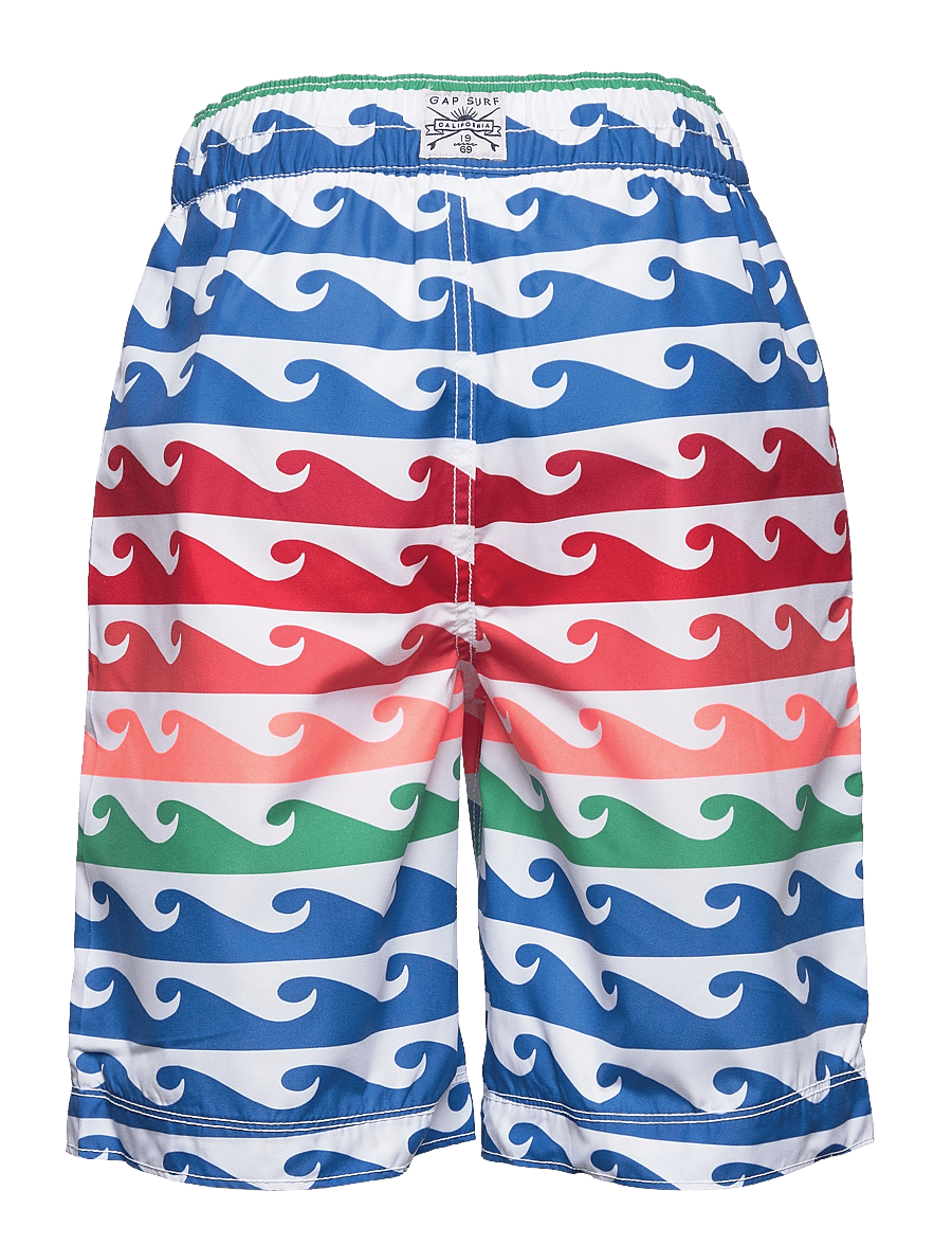 GAP - Kids 100% Recycled Polyester Camo Swim Board Shorts - rainbow stripe talc - 1