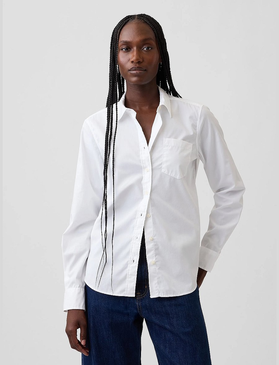 GAP - Organic Cotton Poplin Classic Shirt - långärmade skjortor - optic white - 0
