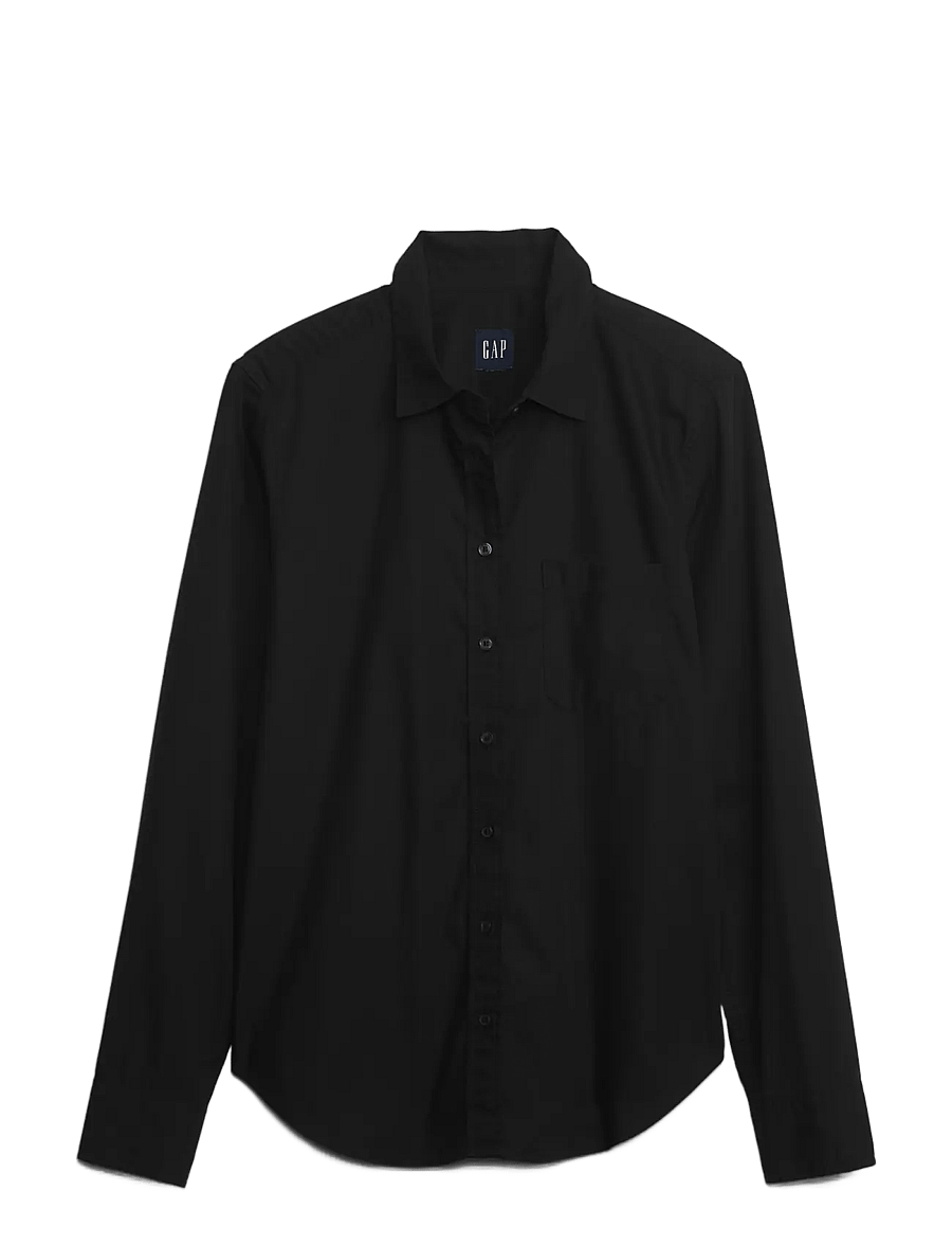 GAP - Organic Cotton Poplin Classic Shirt - långärmade skjortor - true black v2 2 - 1