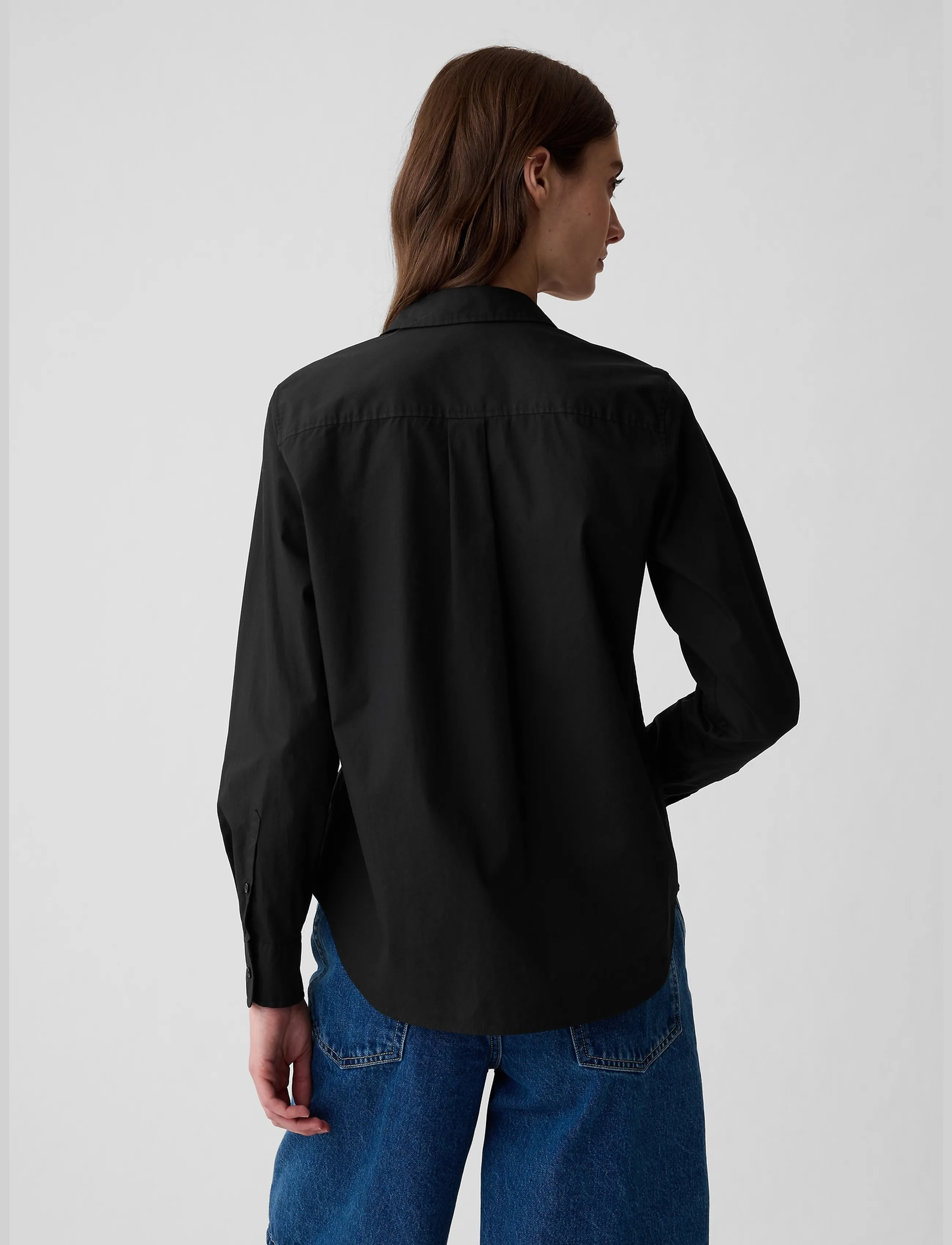 GAP - Organic Cotton Poplin Classic Shirt - långärmade skjortor - true black v2 2 - 3