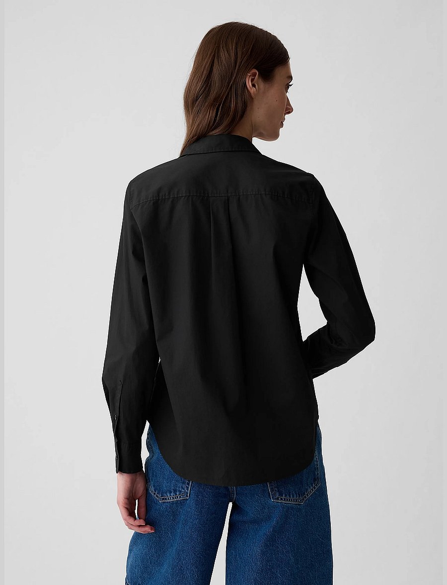 GAP - Organic Cotton Poplin Classic Shirt - långärmade skjortor - true black v2 2 - 3