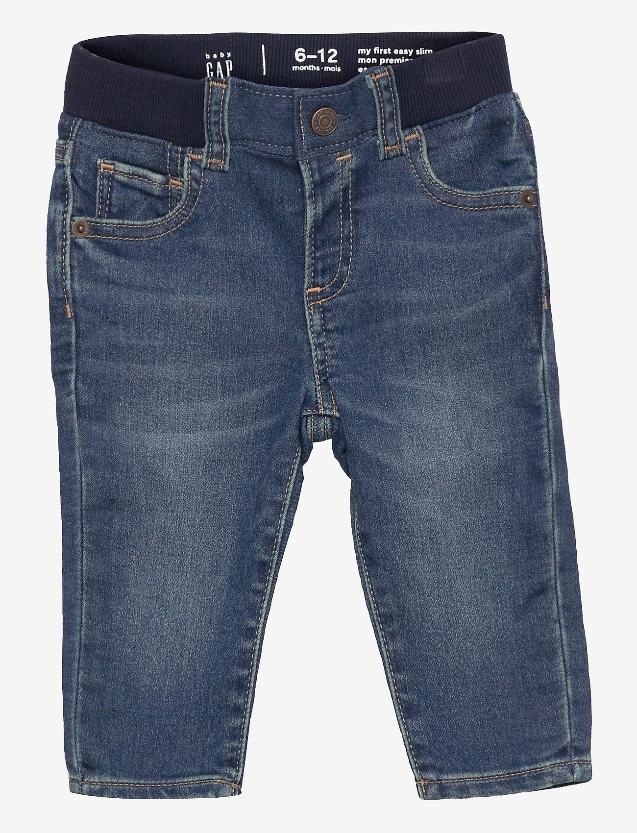 GAP - Baby Organic Knit-Denim Slim Jeans - dark wash - 0