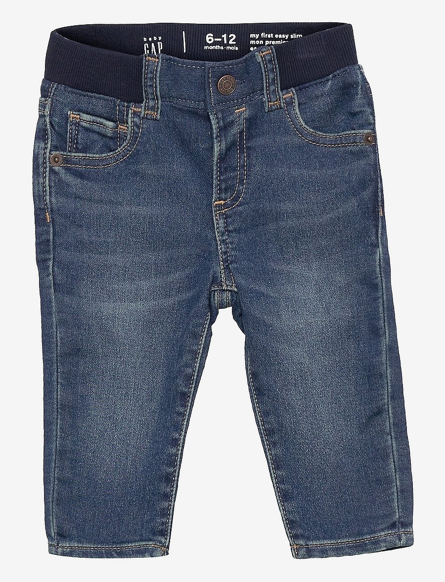 GAP - Baby Organic Knit-Denim Slim Jeans - dark wash - 0
