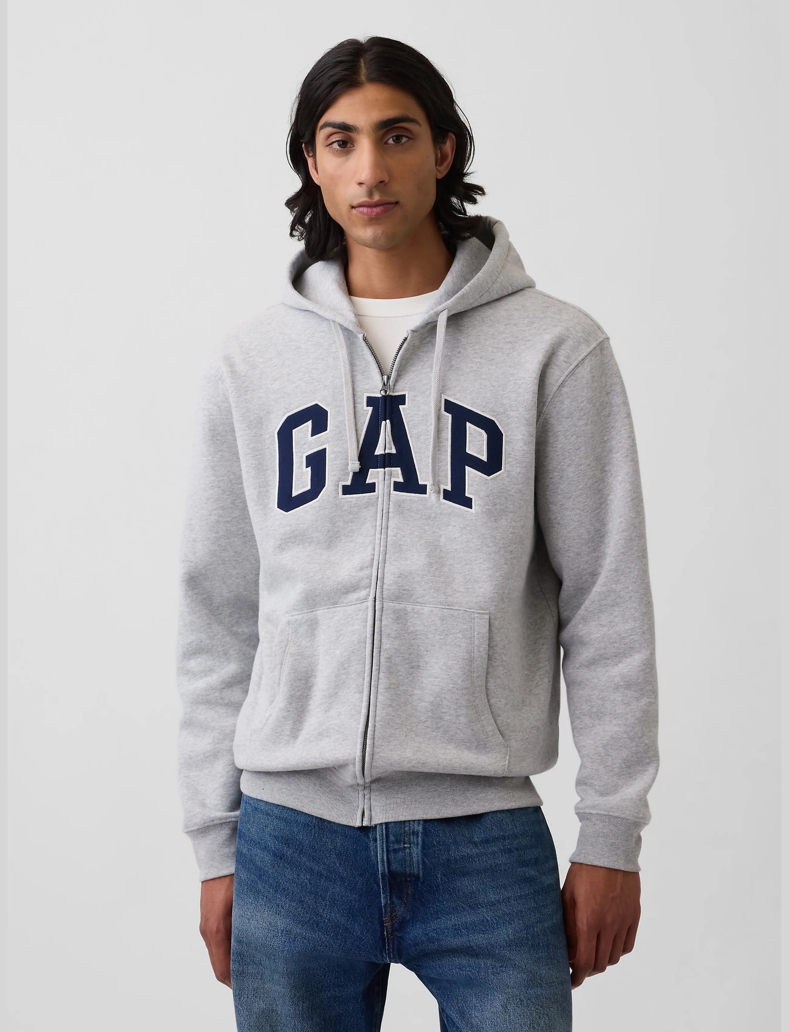 GAP Adult VintageSoft Arch Logo Zip Hoodie - Kapuutsiga pusad - LIGHT HEATHER GREY V2 / grey