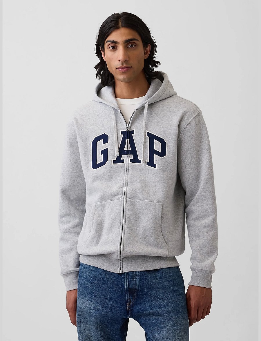 GAP - Adult VintageSoft Arch Logo Zip Hoodie - kapuutsiga pusad - light heather grey v2 - 0