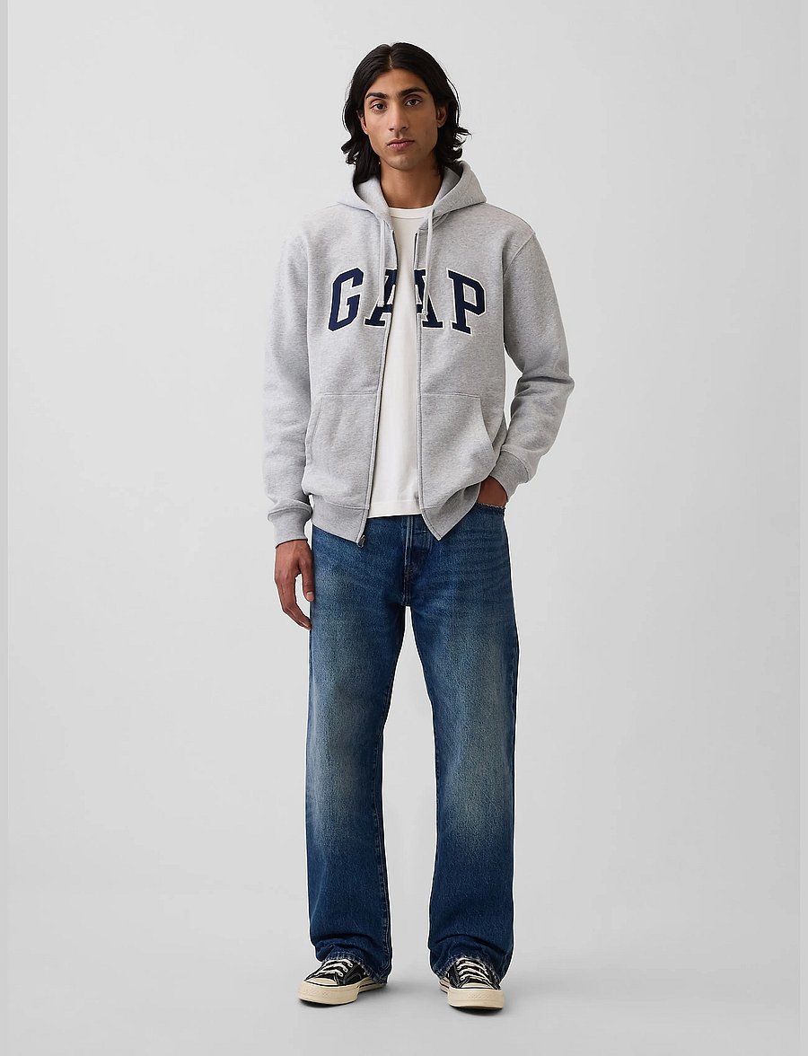 GAP - Adult VintageSoft Arch Logo Zip Hoodie - kapuutsiga pusad - light heather grey v2 - 2