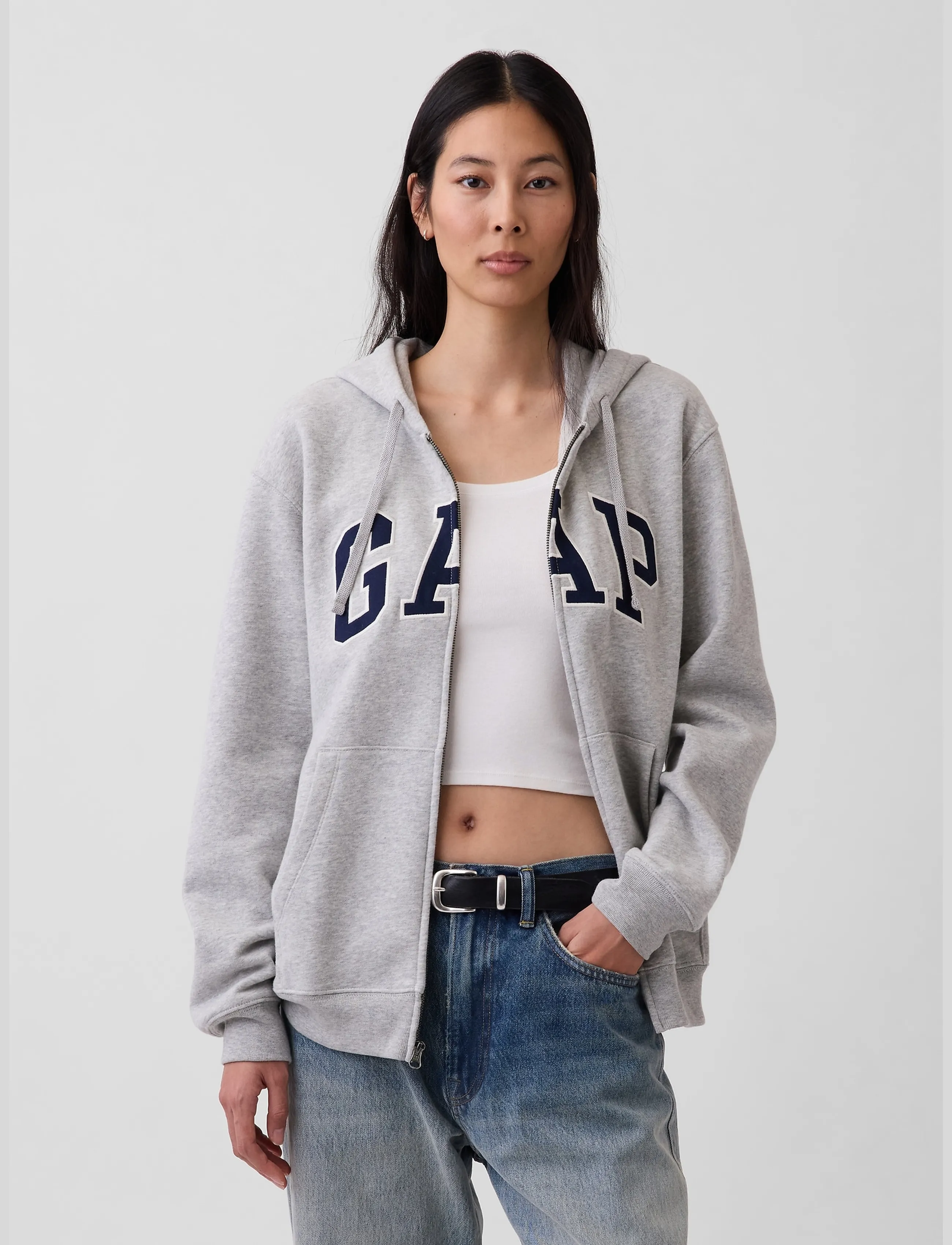 GAP - Adult VintageSoft Arch Logo Zip Hoodie - kapuutsiga pusad - light heather grey v2 - 5