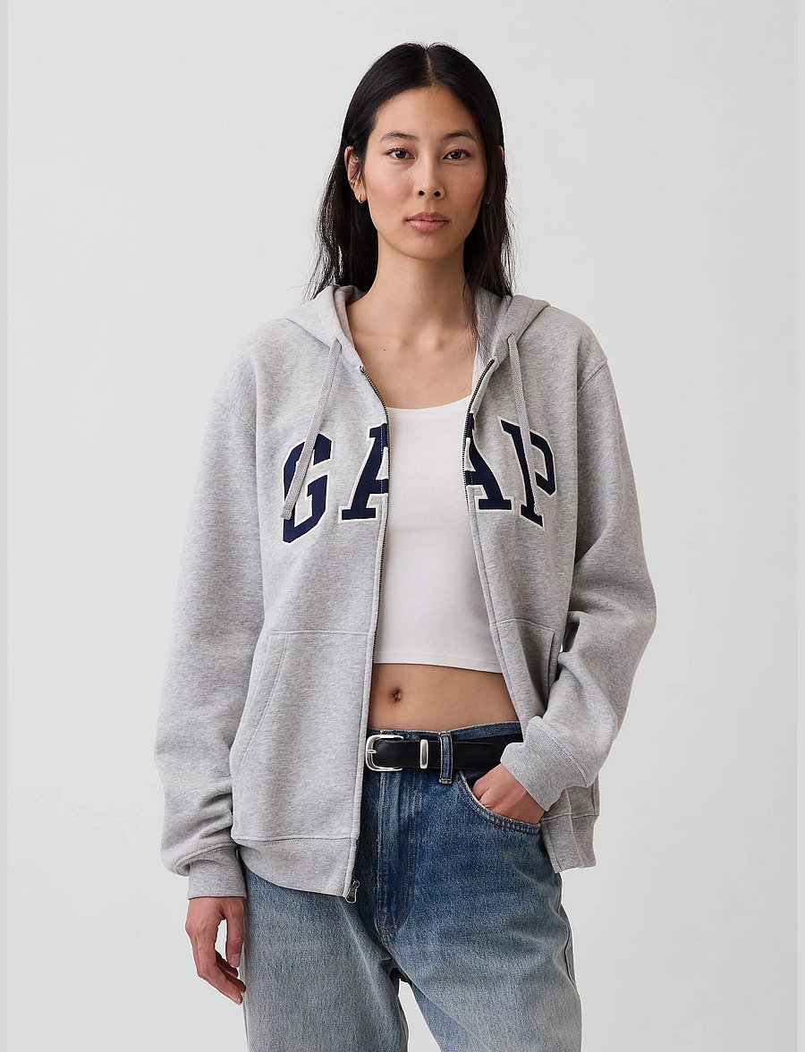GAP - Adult VintageSoft Arch Logo Zip Hoodie - kapuutsiga pusad - light heather grey v2 - 5