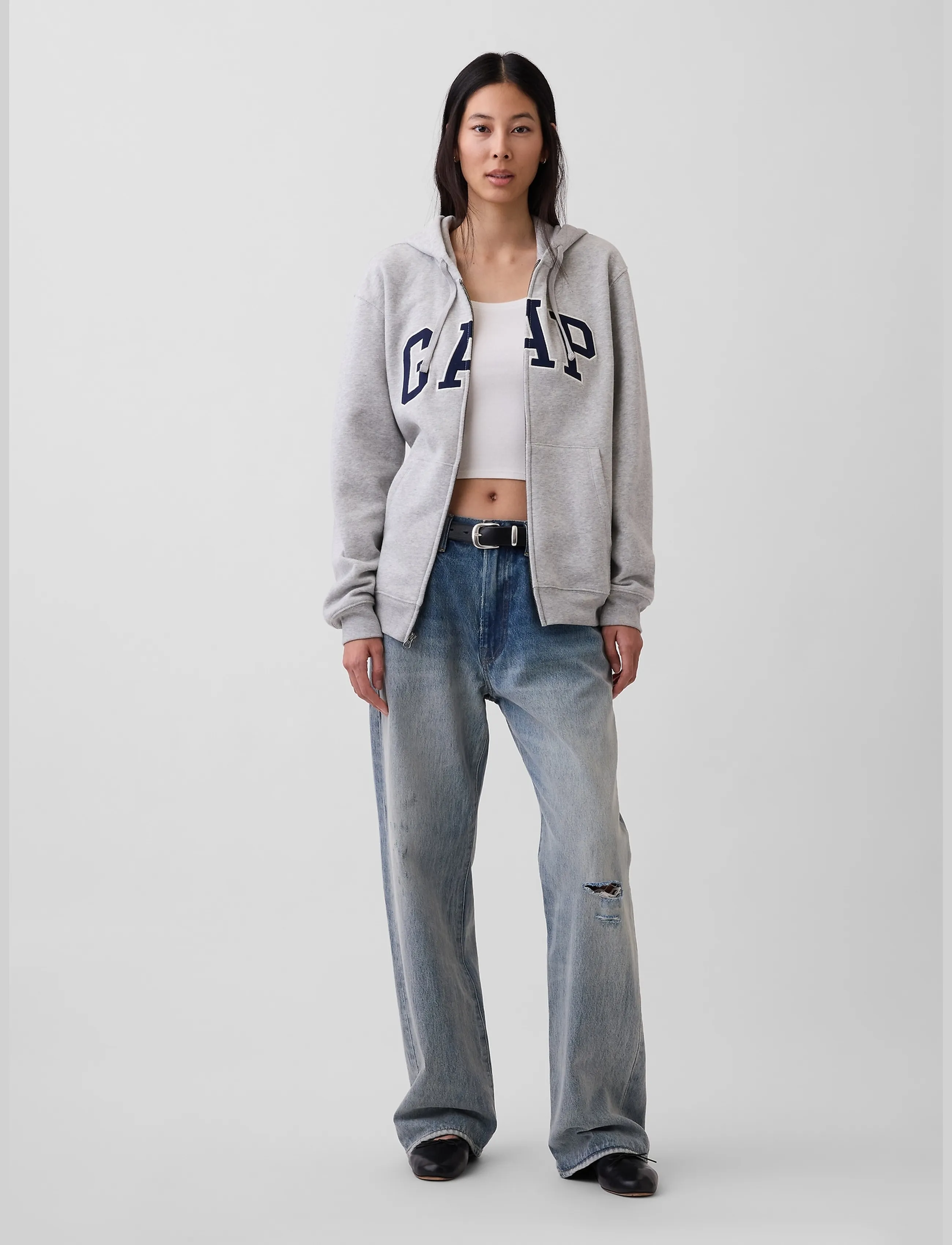 GAP Sweatjacka mörkblå / gråmelerad herr – bild 7