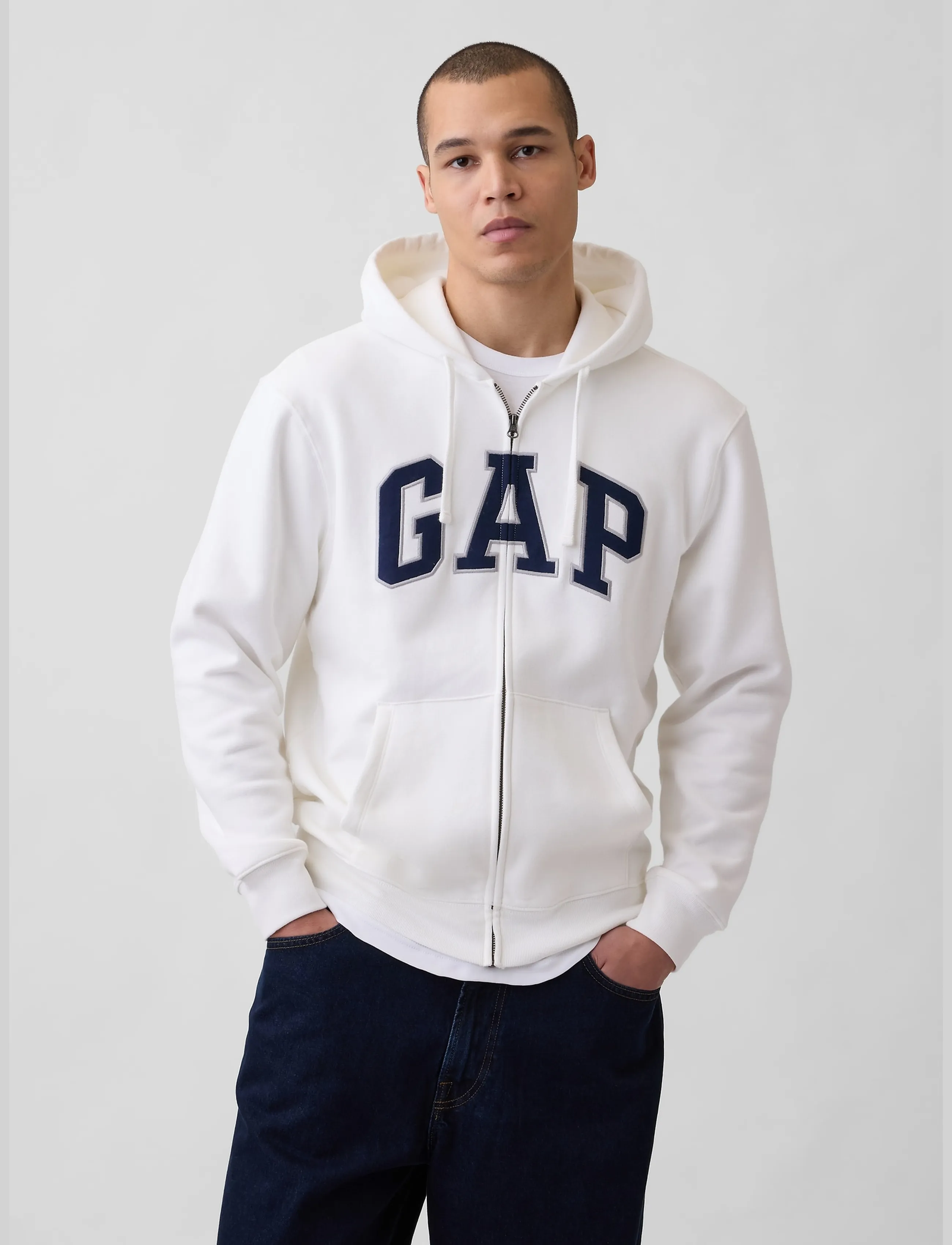 GAP Adult VintageSoft Arch Logo Zip Hoodie - GAP - NEW OFF WHITE V2 / white