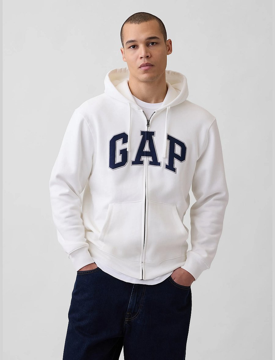 GAP - Adult VintageSoft Arch Logo Zip Hoodie - new off white v2 - 0