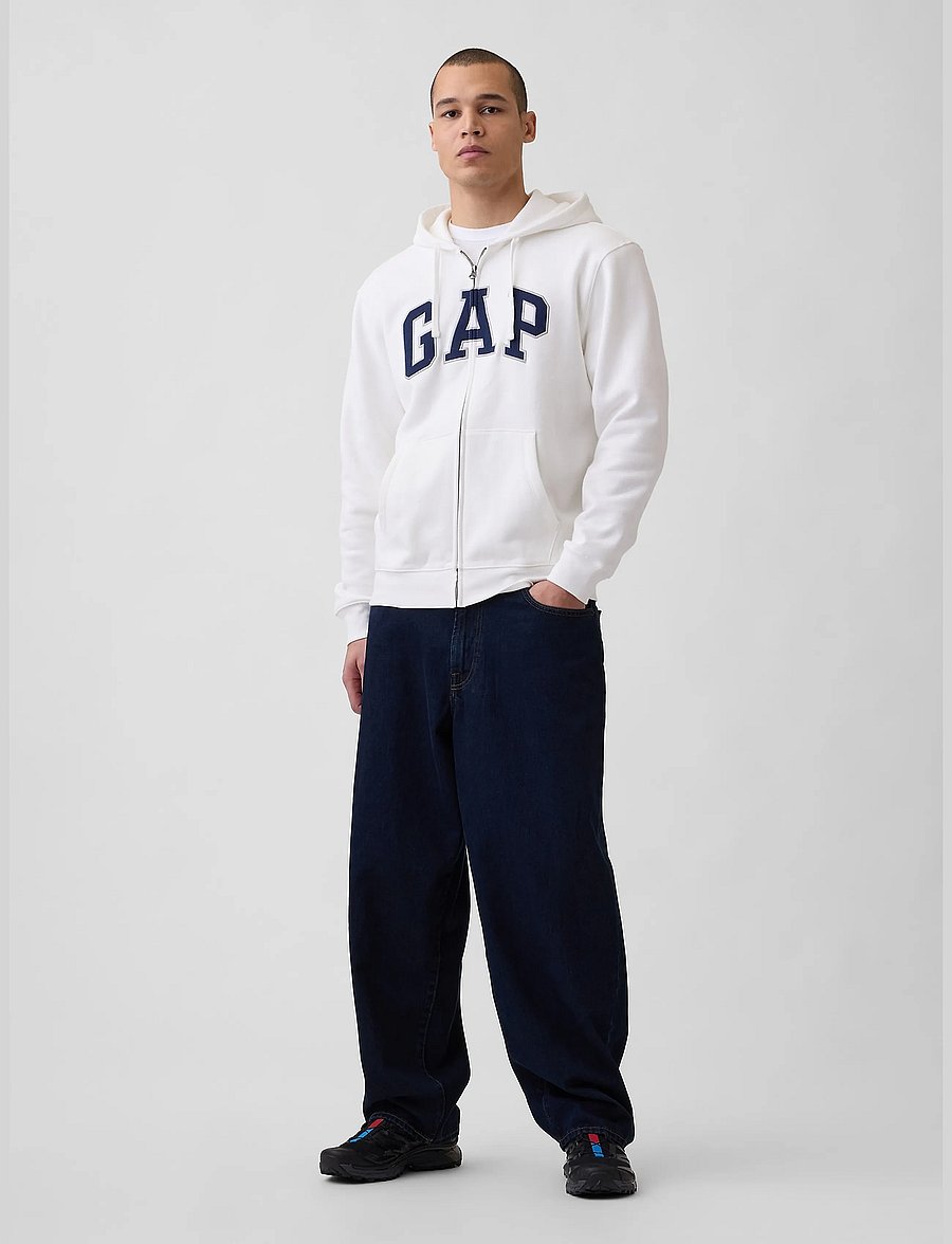 GAP - Adult VintageSoft Arch Logo Zip Hoodie - new off white v2 - 2
