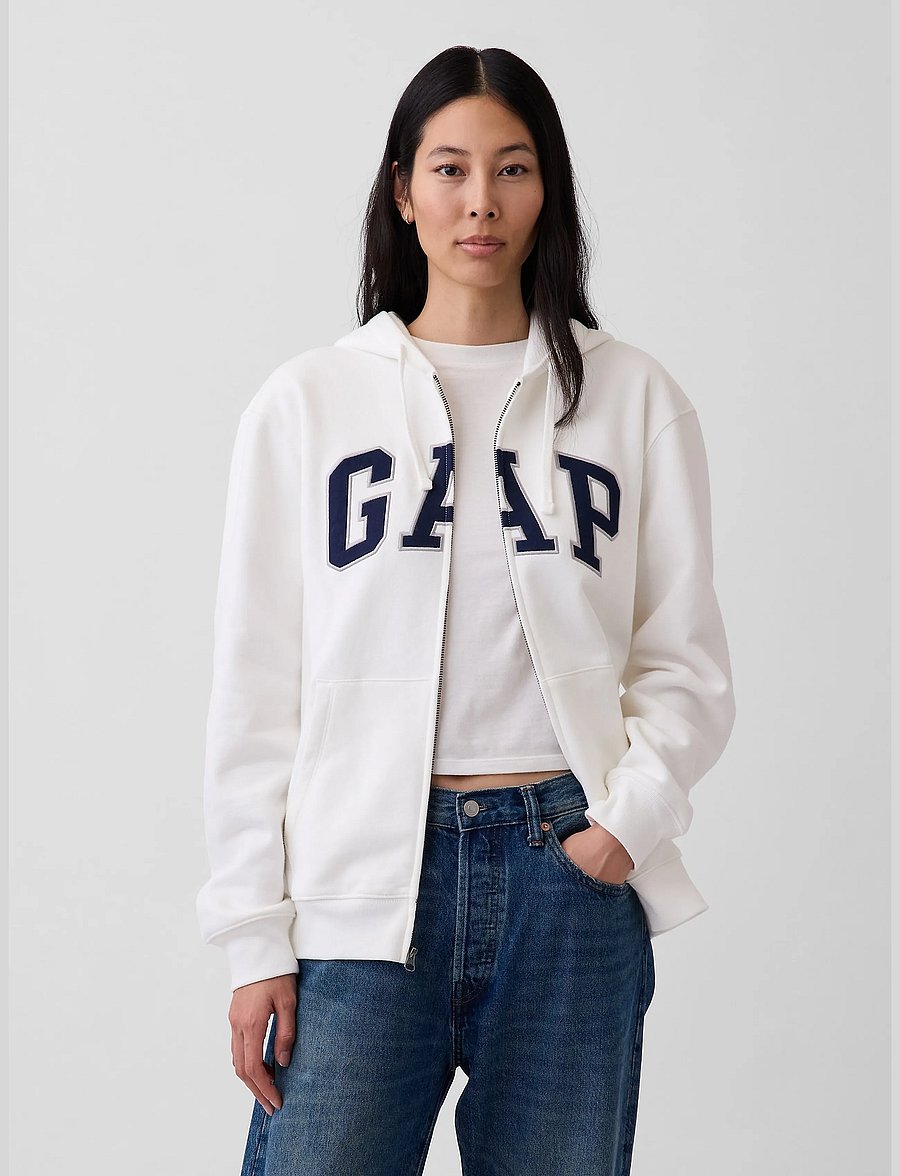 GAP - Adult VintageSoft Arch Logo Zip Hoodie - new off white v2 - 5