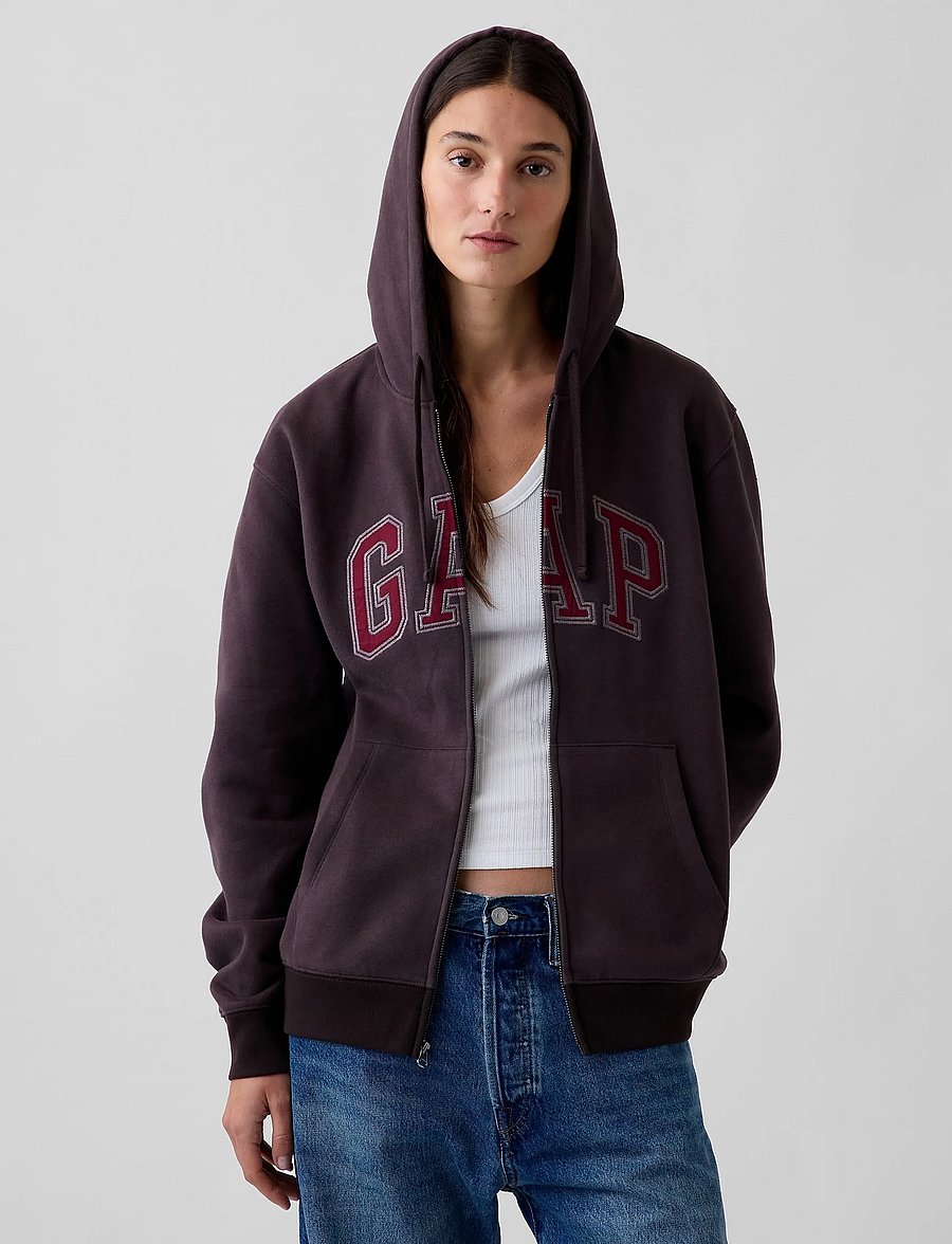 GAP - Adult VintageSoft Arch Logo Zip Hoodie - hoodies - terra brown v2 - 0