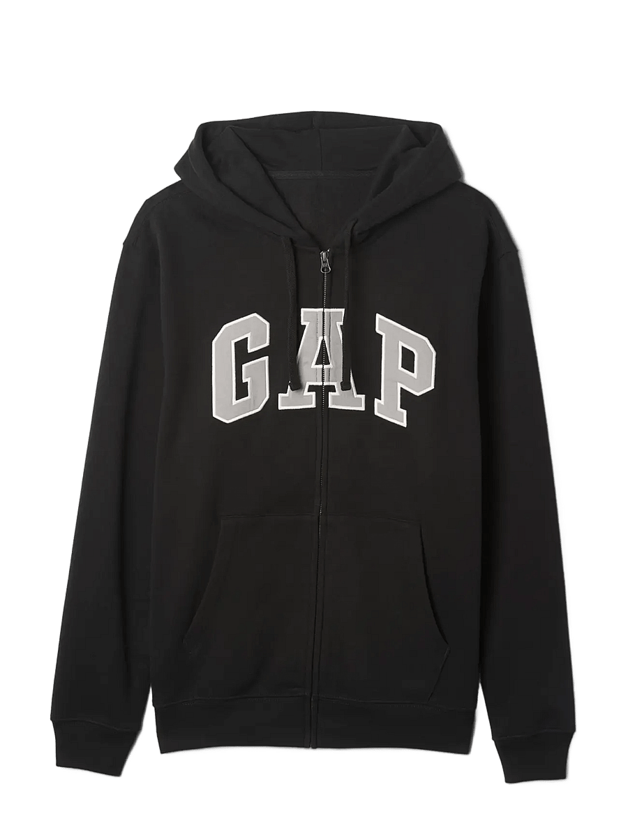 GAP - Adult VintageSoft Arch Logo Zip Hoodie - true black v2 - 1