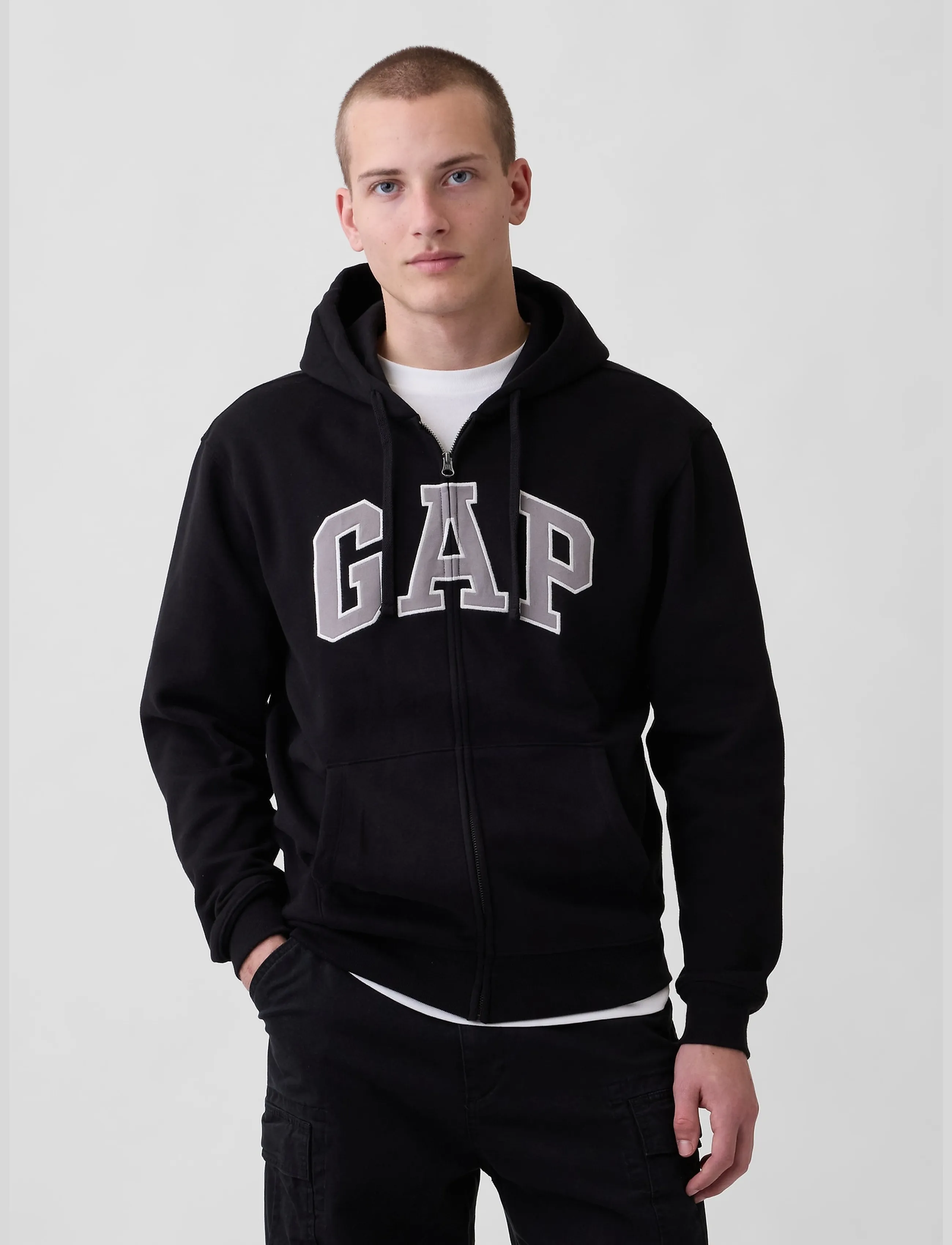 GAP Adult VintageSoft Arch Logo Zip Hoodie - GAP - TRUE BLACK V2 / black