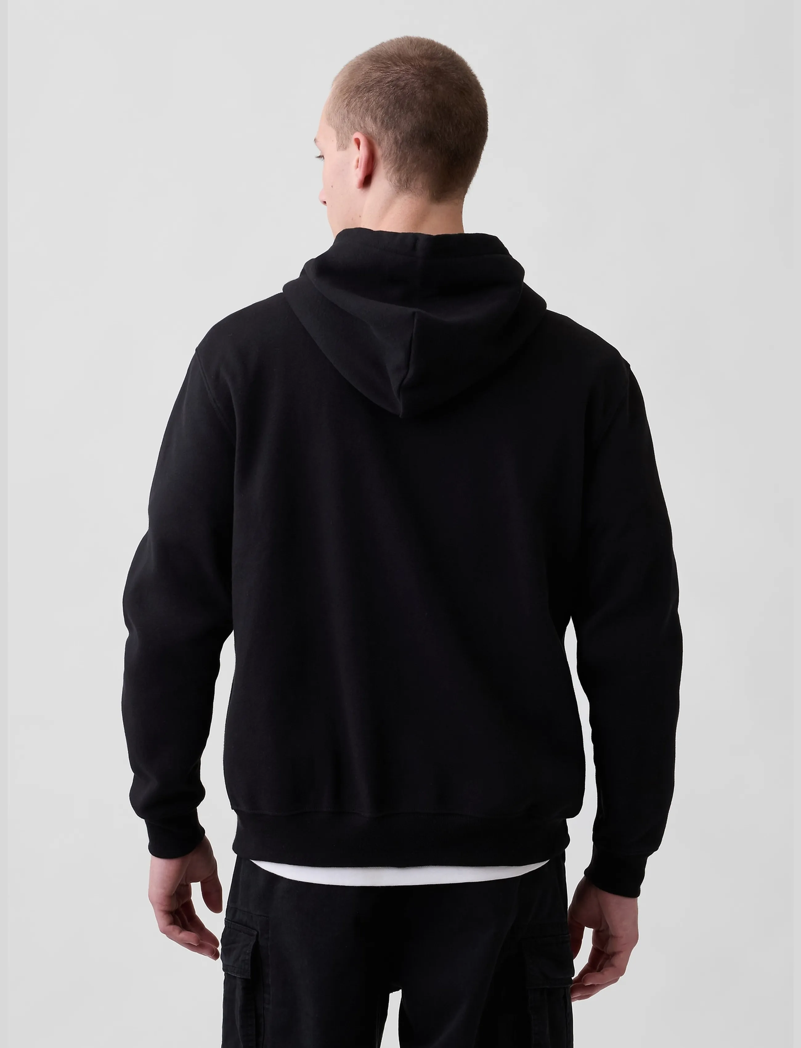 GAP - Adult VintageSoft Arch Logo Zip Hoodie - true black v2 - 3