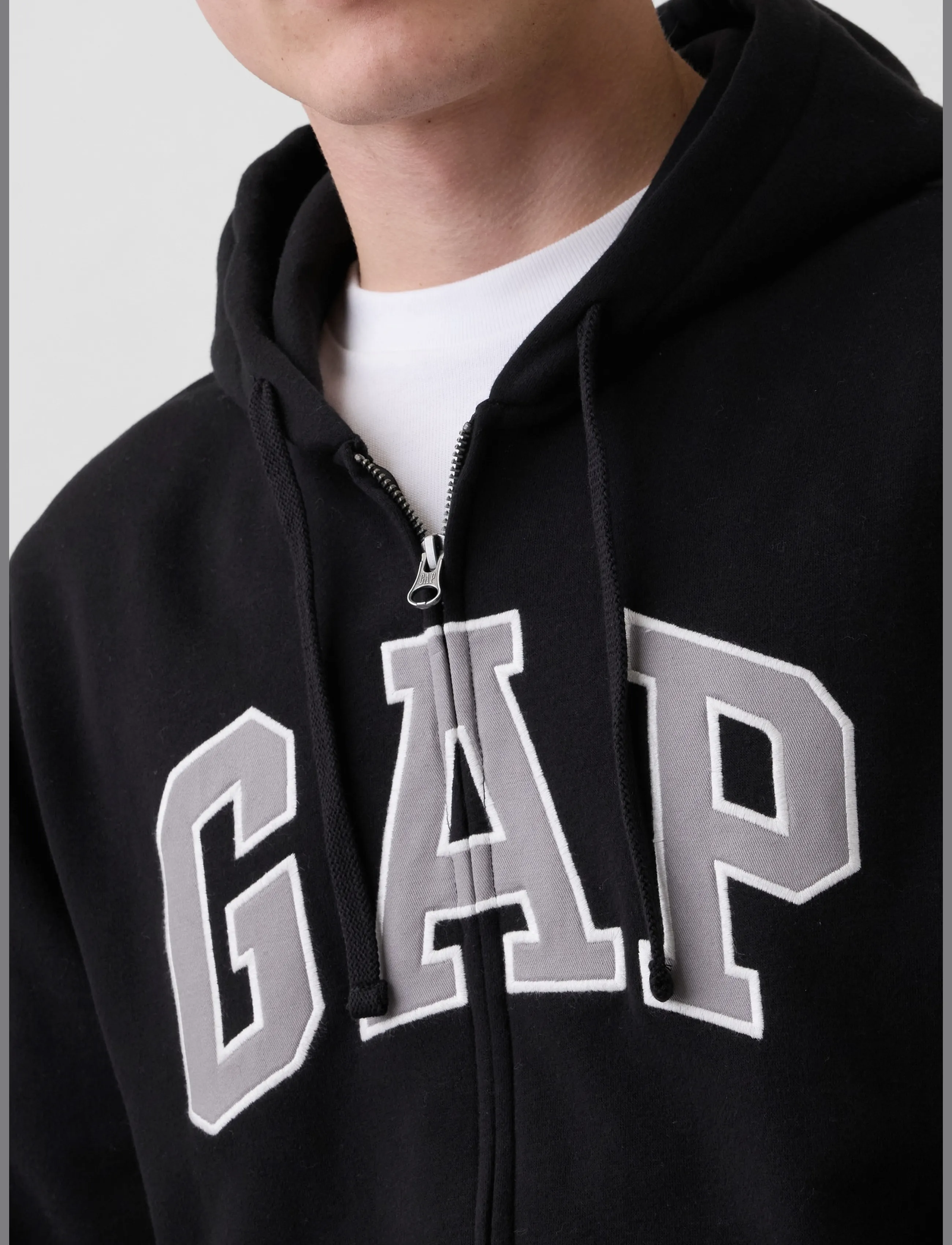 GAP - Adult VintageSoft Arch Logo Zip Hoodie - true black v2 - 4