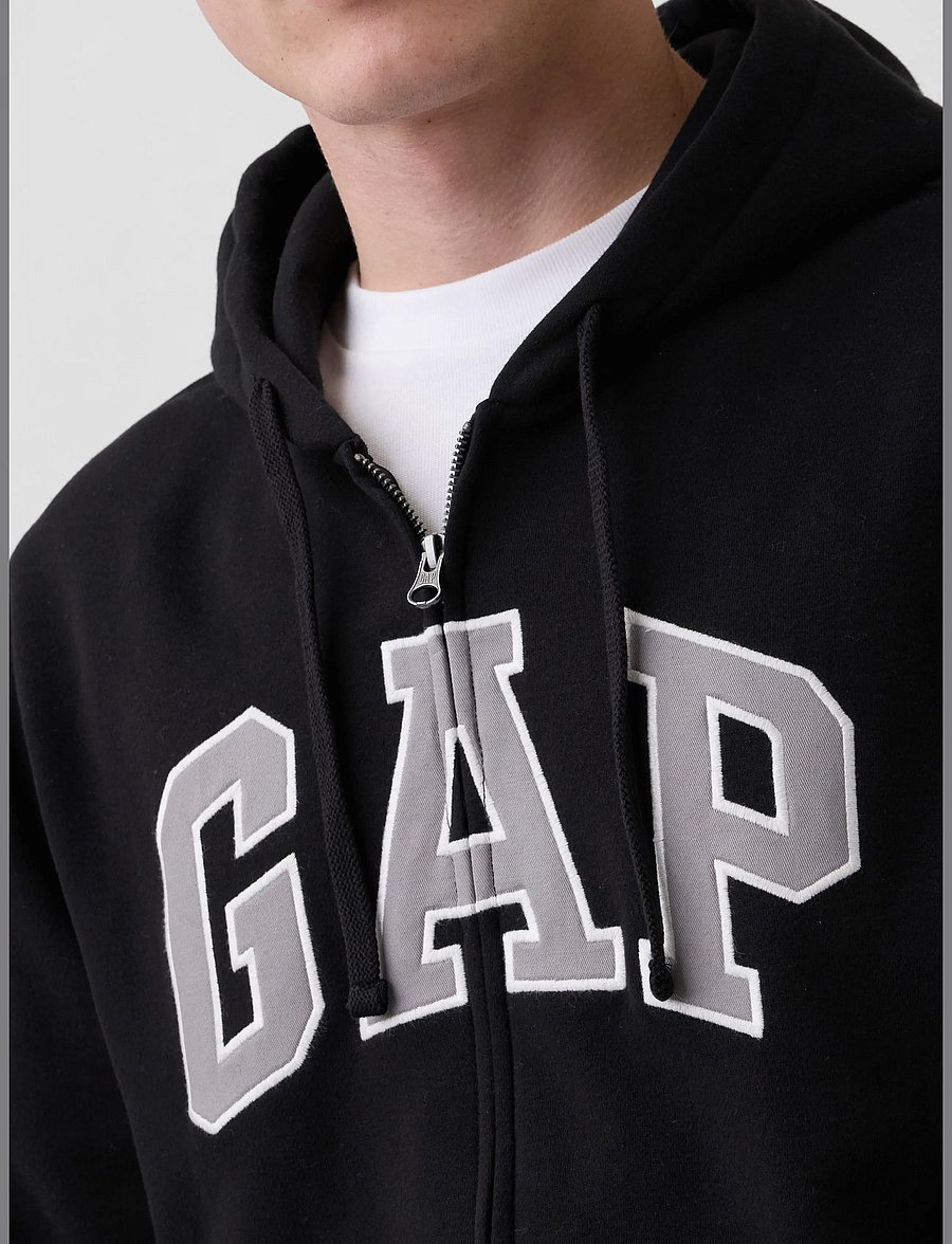 GAP - Adult VintageSoft Arch Logo Zip Hoodie - true black v2 - 4