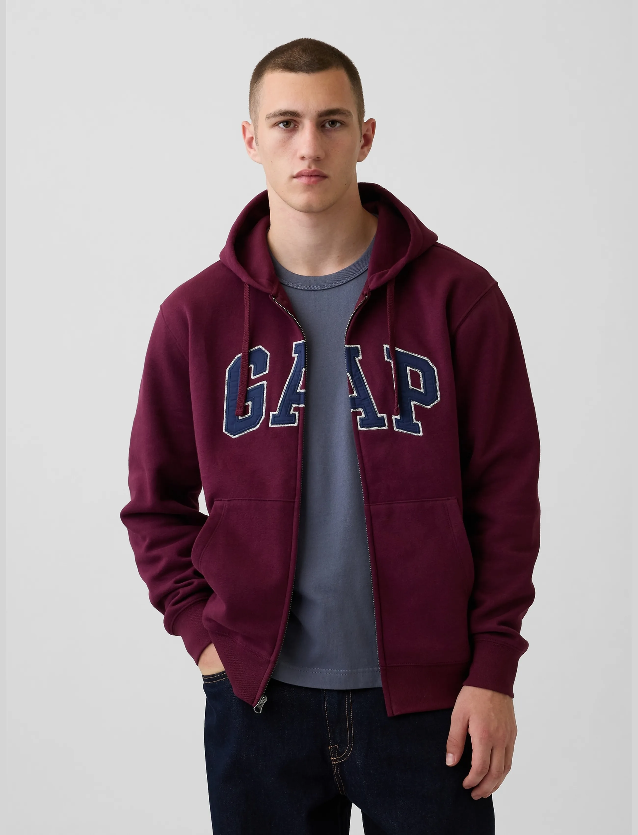 GAP Adult VintageSoft Arch Logo Zip Hoodie - Kapuutsiga pusad - TUSCAN RED V3 / burgundy