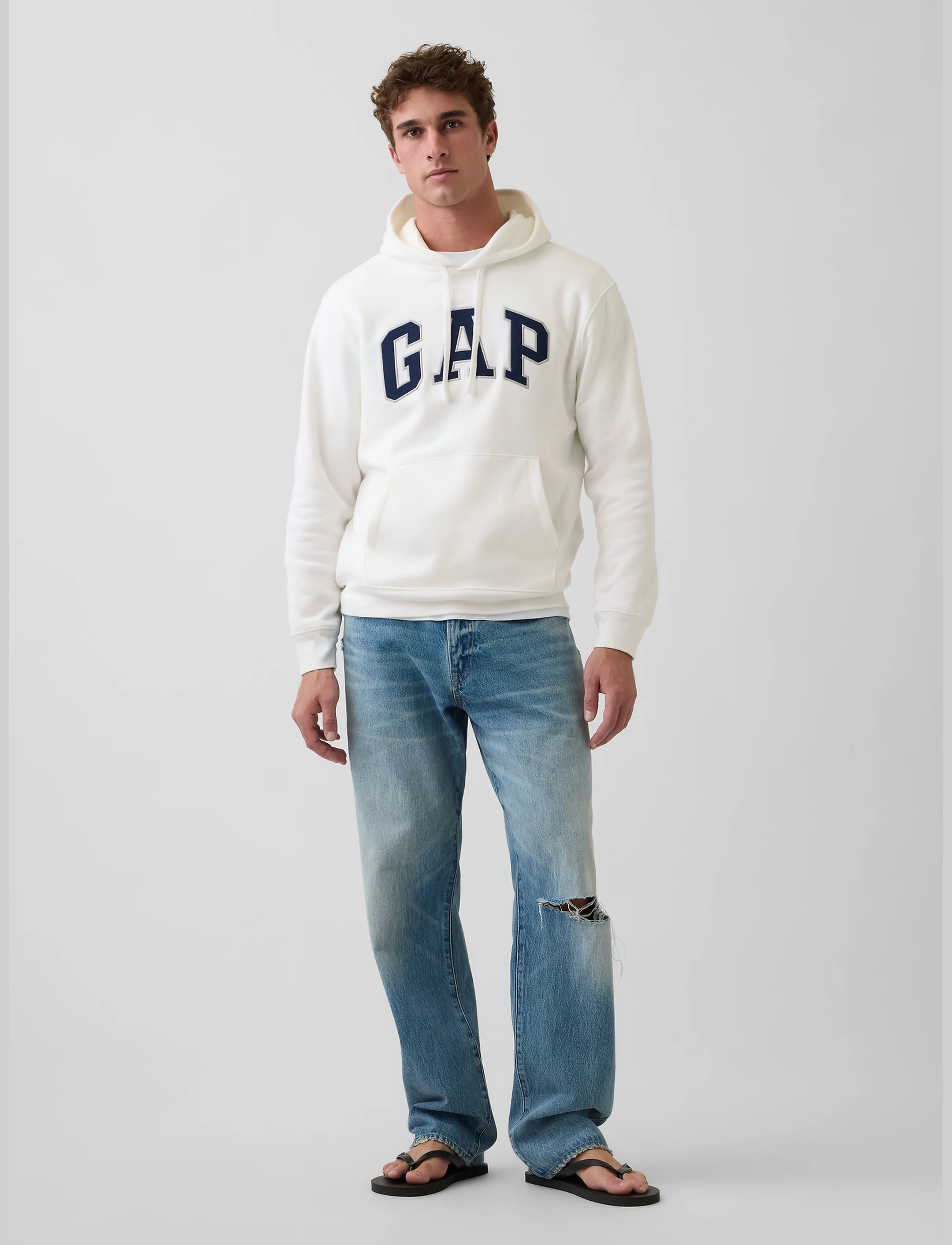 GAP - Adult VintageSoft Arch Logo Hoodie - new off white v2 - 2