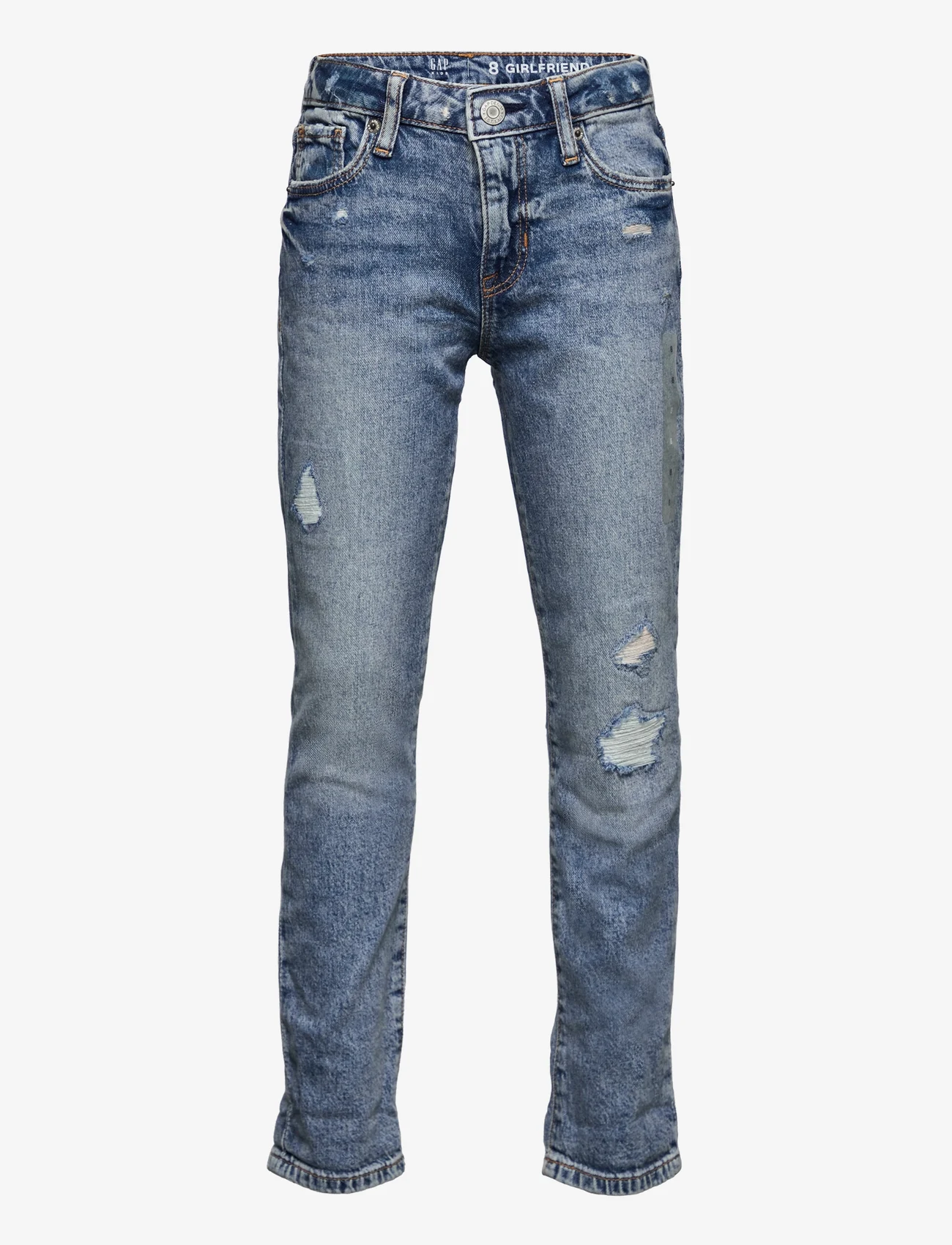 GAP - Kids Distressed Girlfriend Jeans with Washwell&#153; - tavalised teksad - medium wash - 0