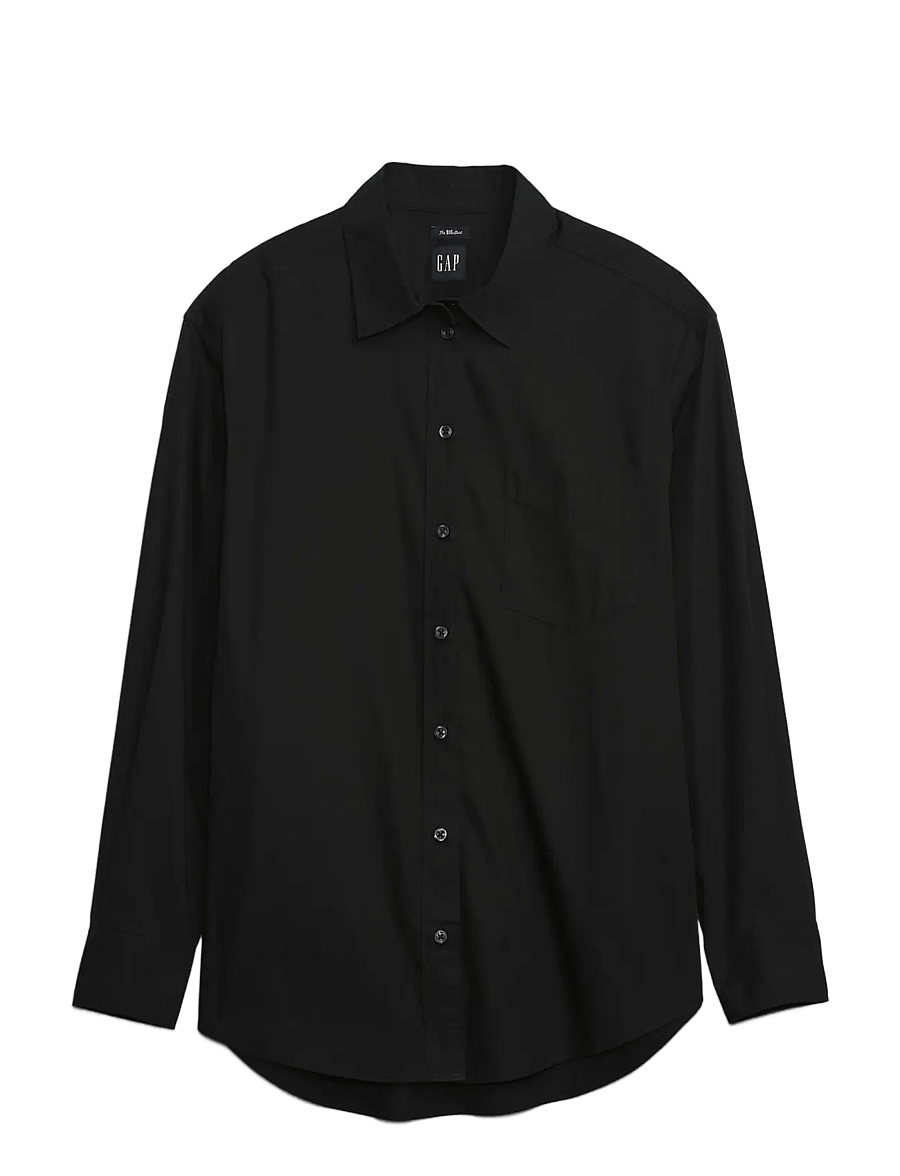 GAP - Organic Cotton Poplin Big Shirt - långärmade skjortor - black 4 - 1