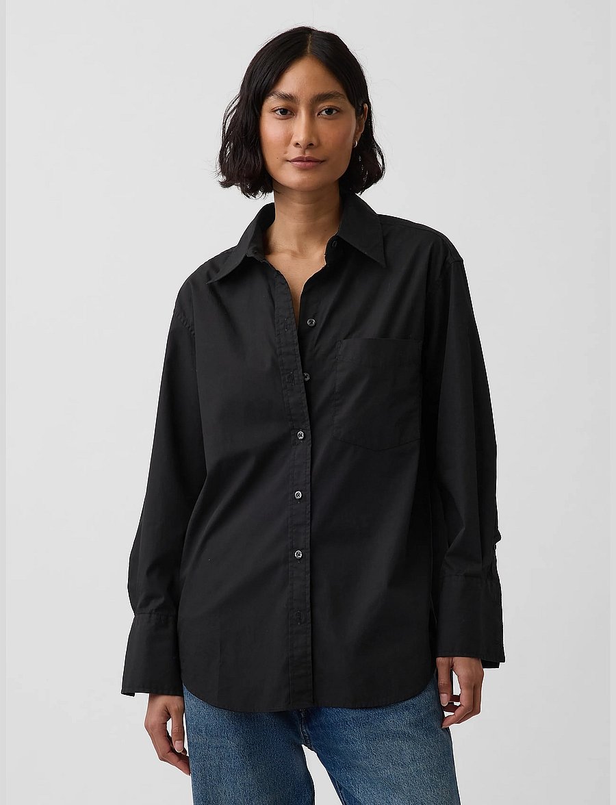 GAP - Organic Cotton Poplin Big Shirt - långärmade skjortor - black 4 - 0